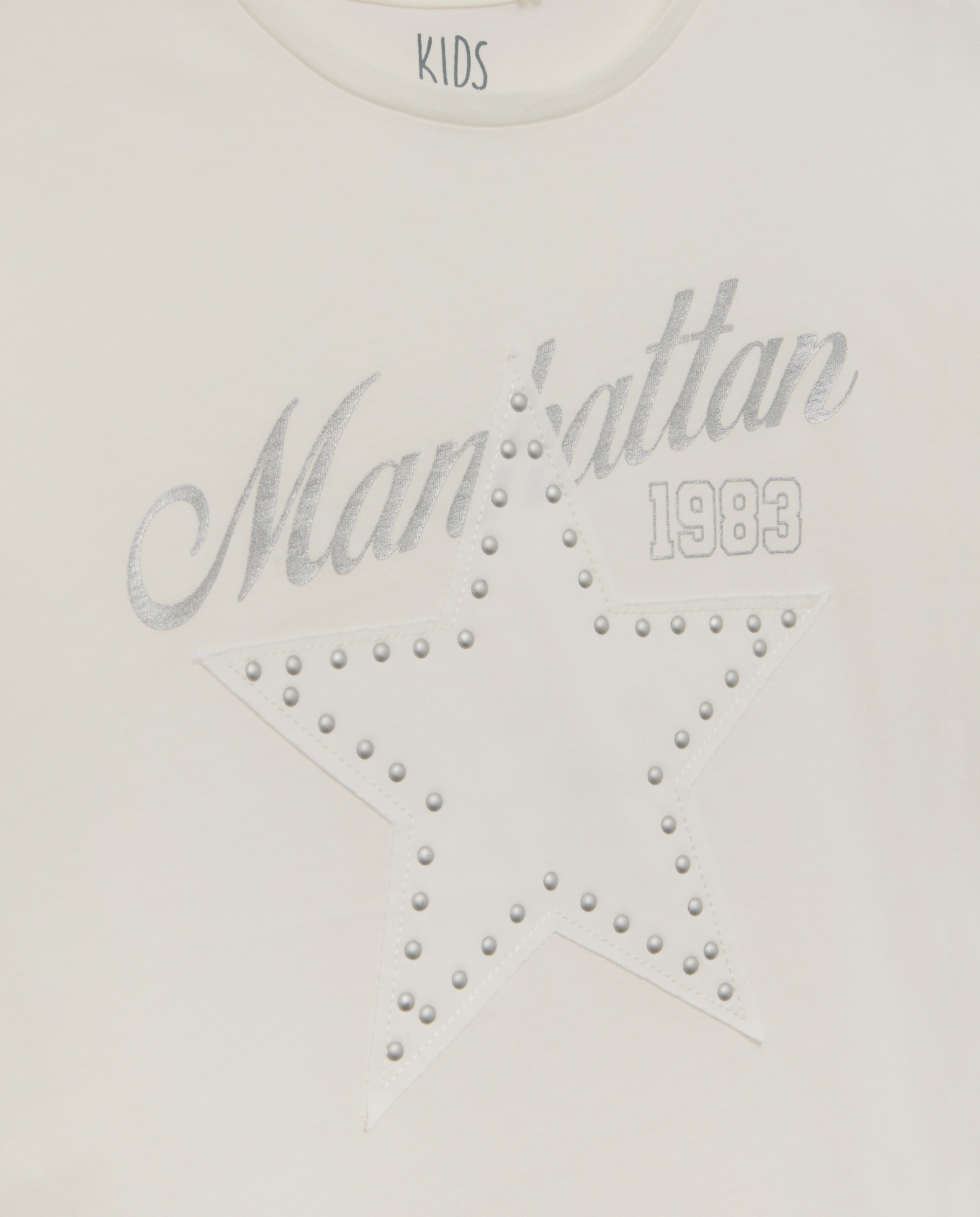 Camiseta manga larga con parche shell fabric y studs tipo varsity de niña - Kids El Corte Inglés - Blanco roto Blanco roto-2