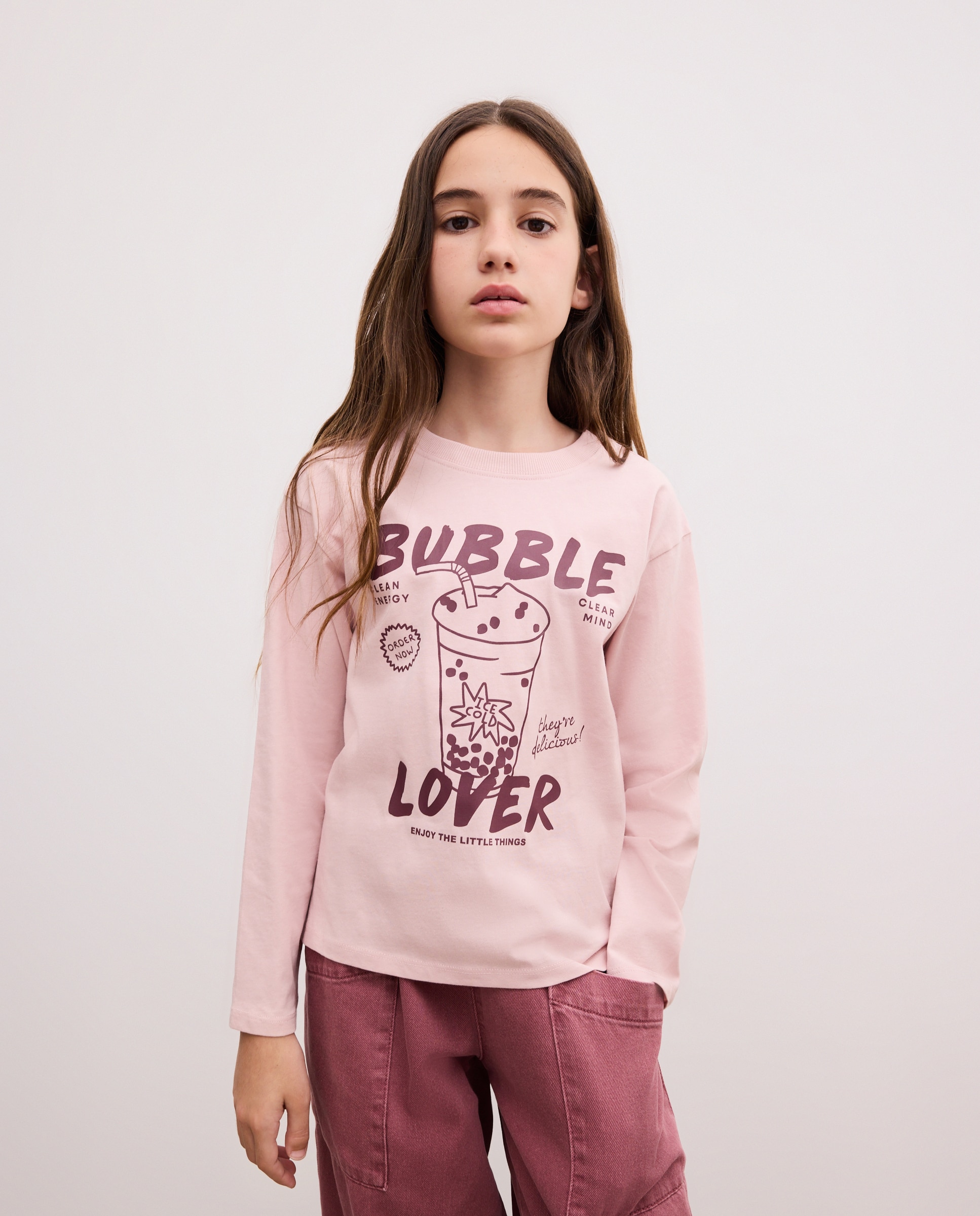 Camiseta manga larga printo posicional waterprint de niña - Kids El Corte Inglés - Rosa Rosa-1