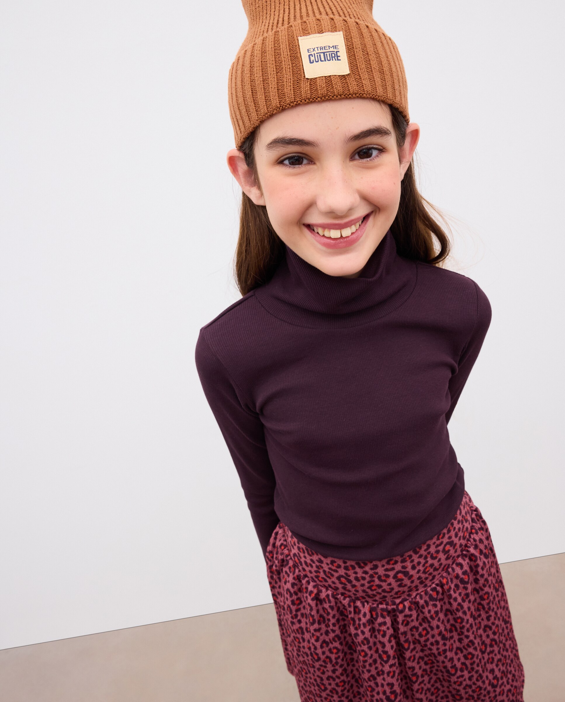 Camiseta lisa manga larga cuello vuelto de niña - Kids El Corte Inglés - Burdeos Burdeos-2