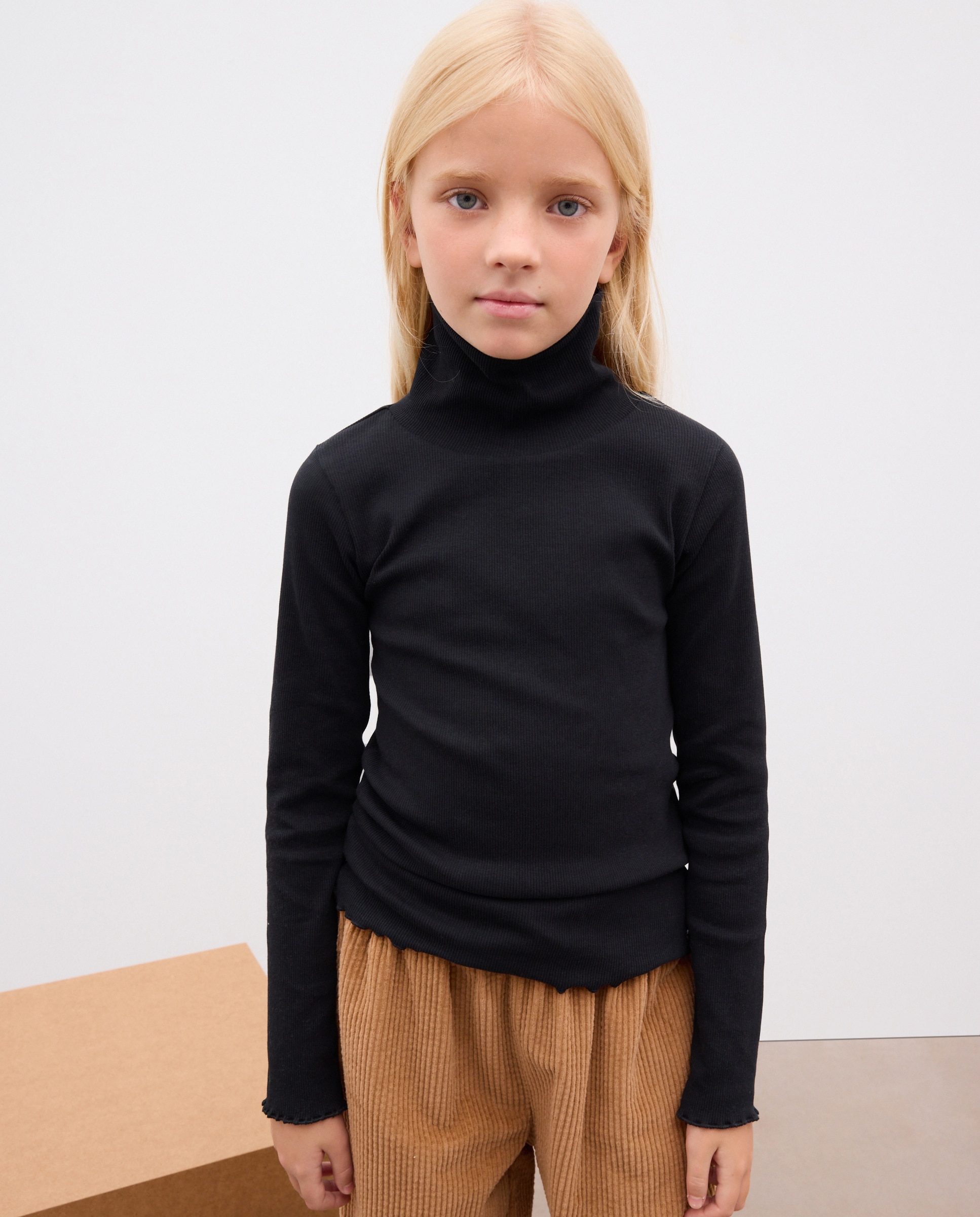Camiseta lisa manga larga cuello vuelto de niña - Kids El Corte Inglés - Negro Negro-2