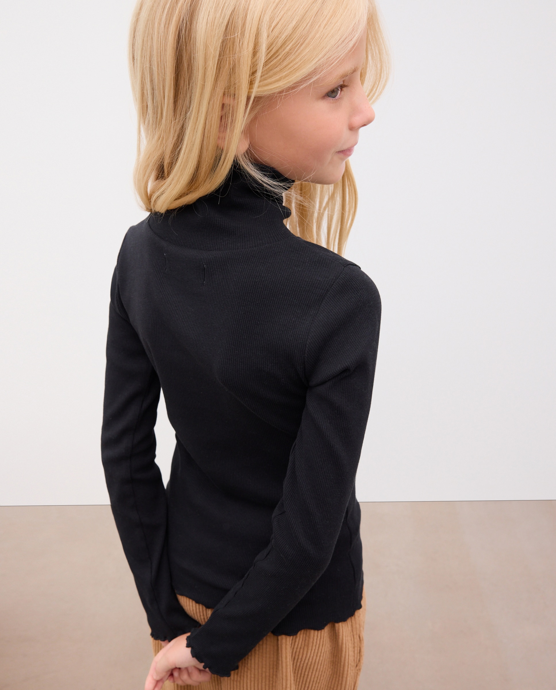 Camiseta lisa manga larga cuello vuelto de niña - Kids El Corte Inglés - Negro Negro-3