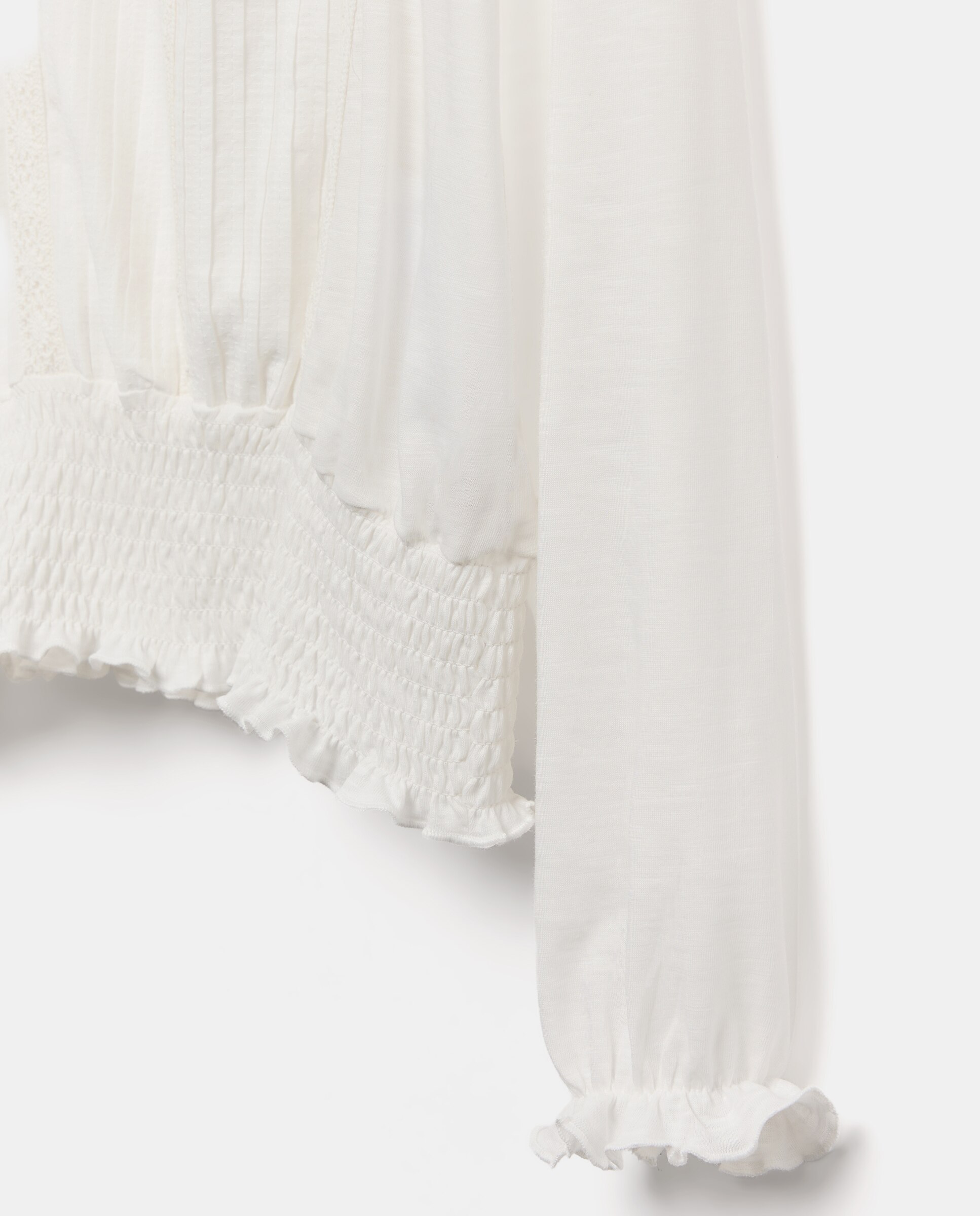 Camiseta manga larga romántica con gomas en bajo de niña - Kids El Corte Inglés - Blanco roto Blanco roto-5