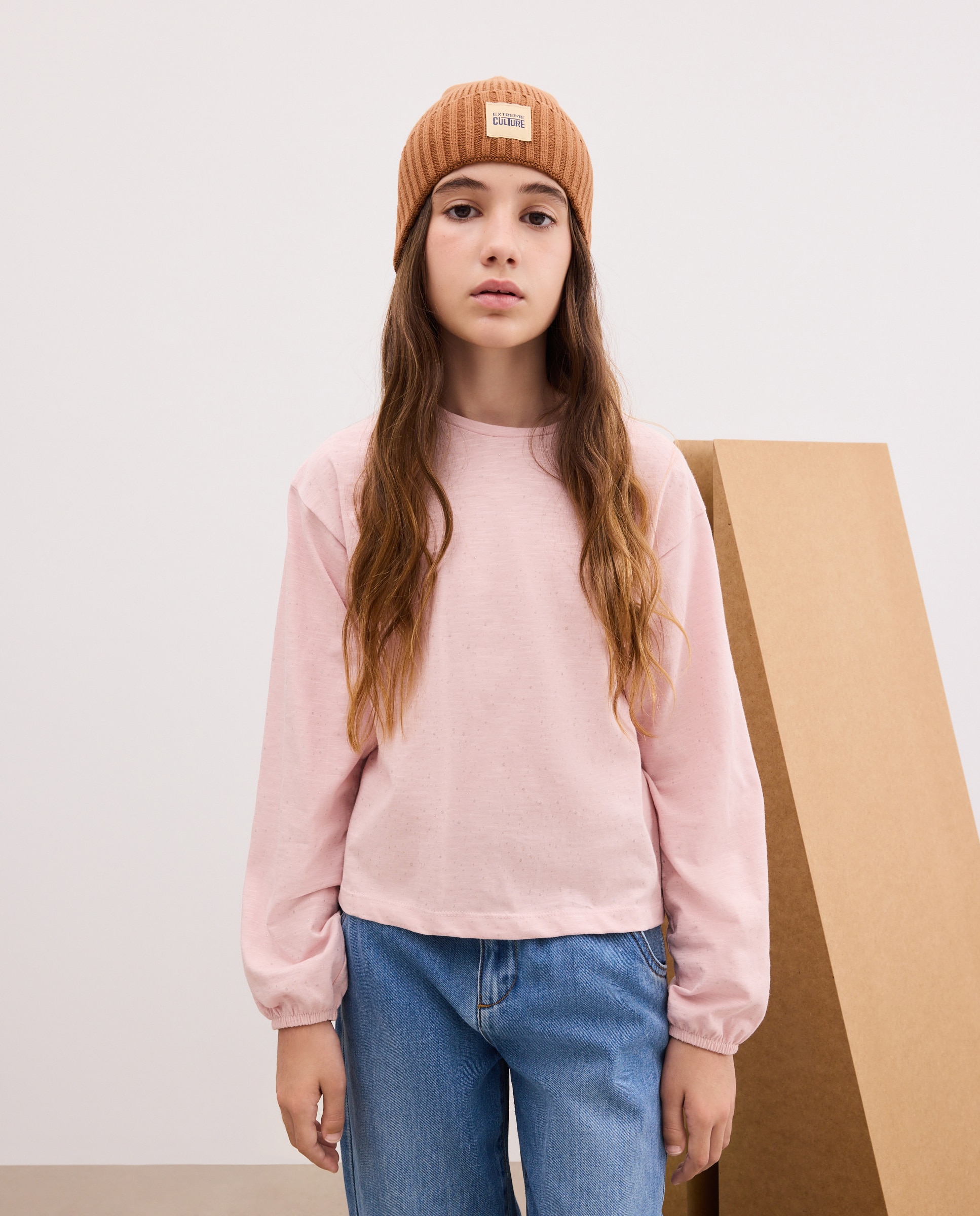 Camiseta manga larga con puño gomas cubierta de confetti foil de niña - Kids El Corte Inglés - 200 Rosa 200 Rosa-1