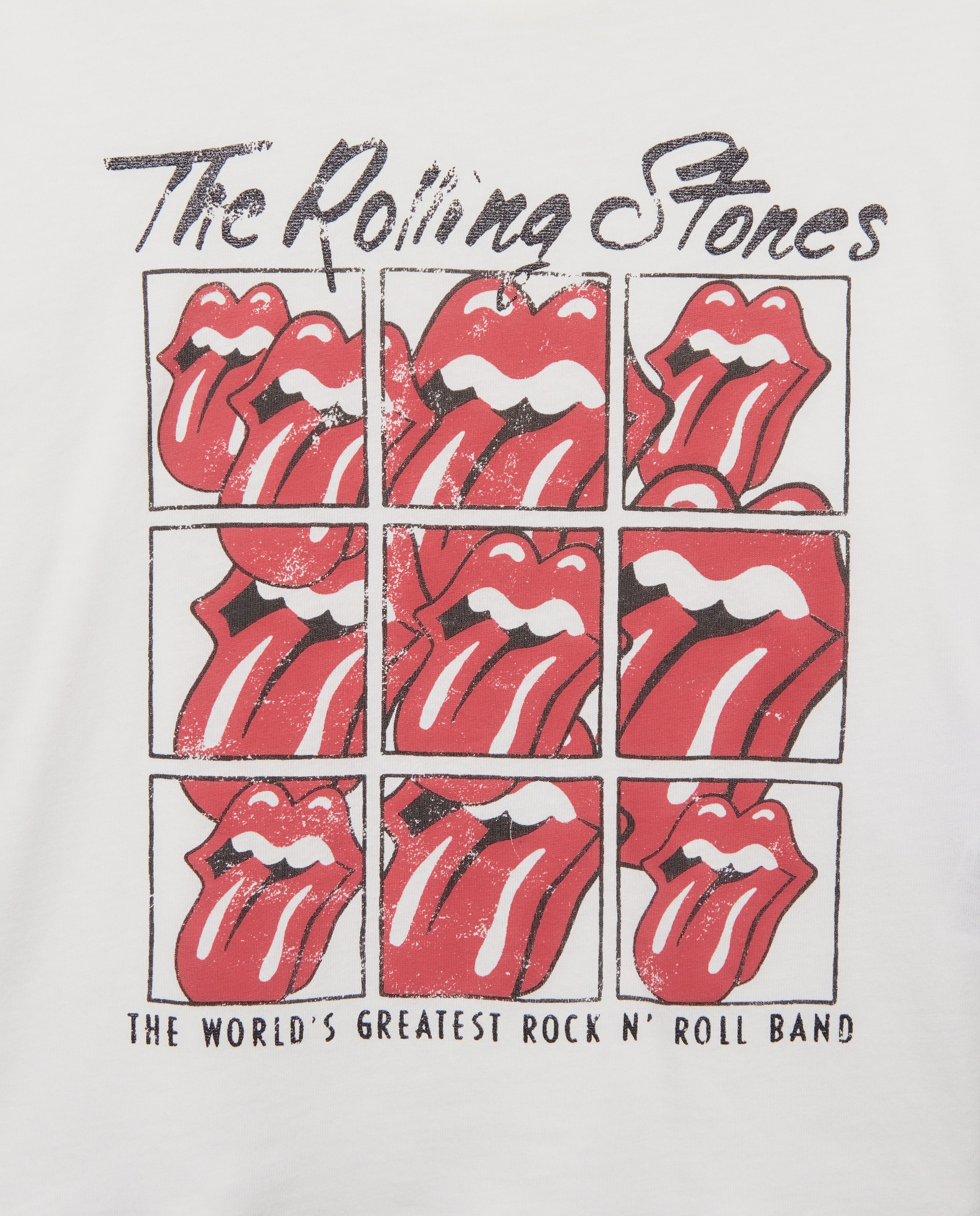 Camisola de Manga Comprida com Estampado Posicional Rolling Stones com Glitter Branco-5