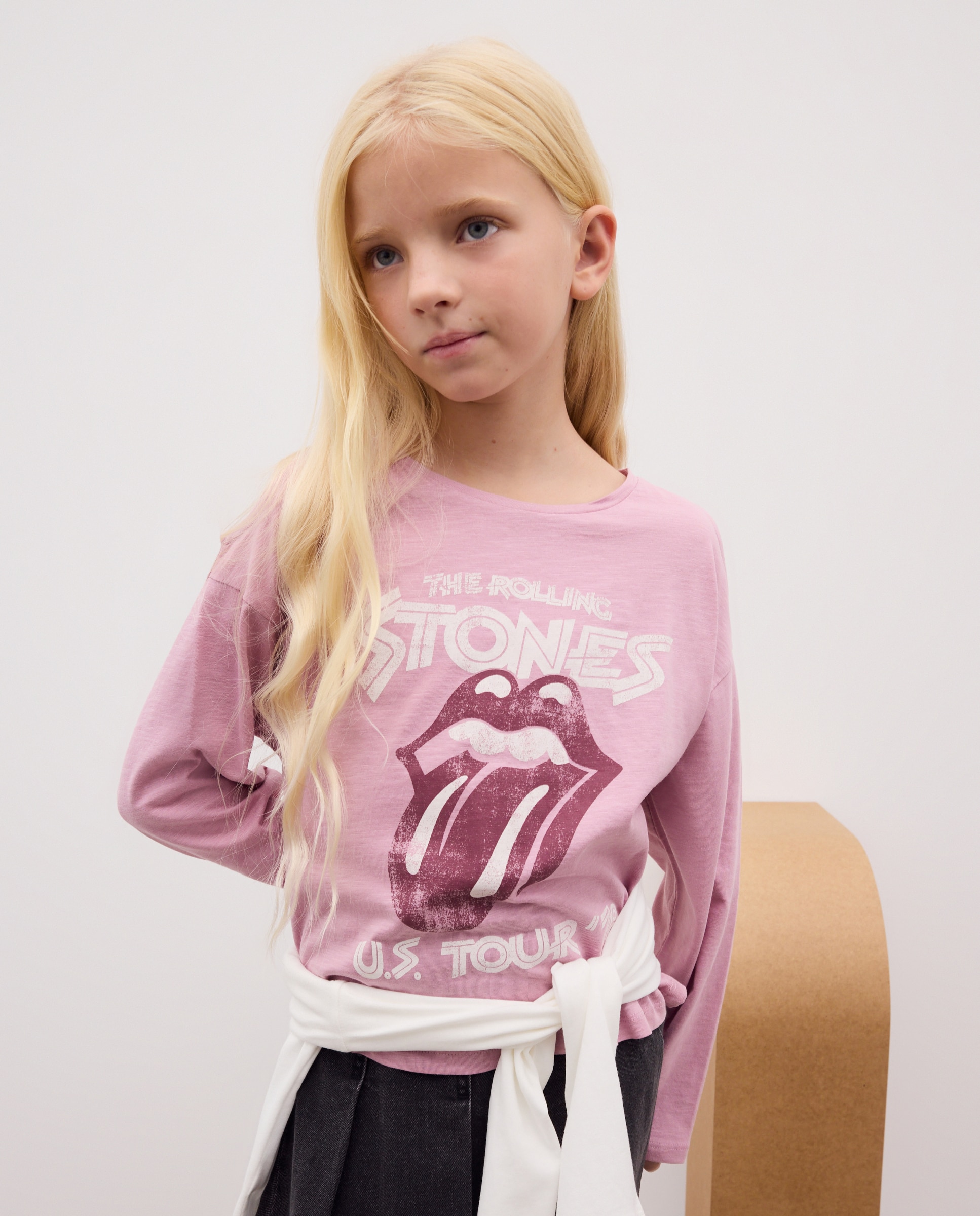 Camiseta manga larga cut out poscional print ROLLING STONES used effect de niña - Kids El Corte Inglés - Rosa Rosa-1