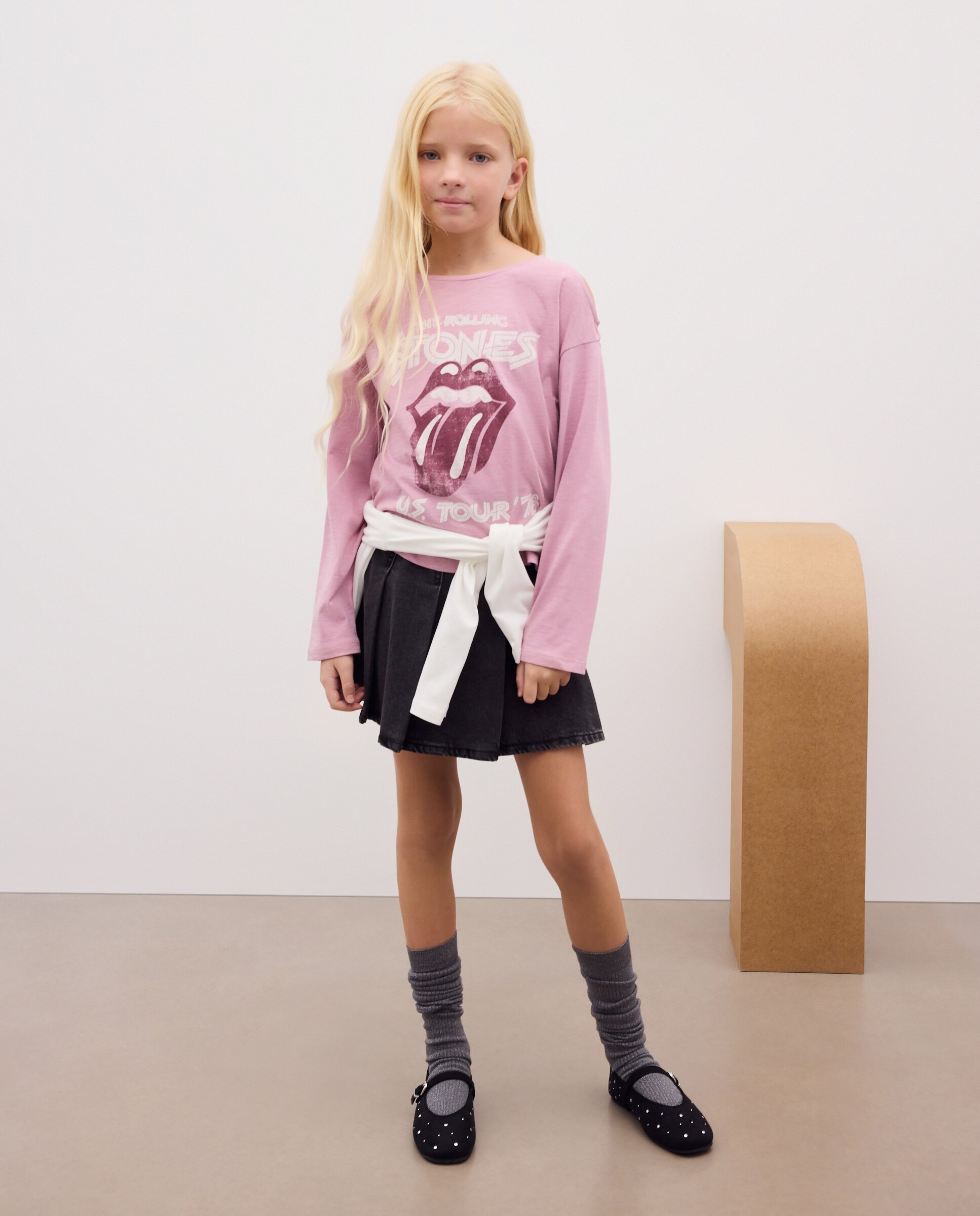 Camiseta manga larga cut out poscional print ROLLING STONES used effect de niña - Kids El Corte Inglés - Rosa Rosa-2