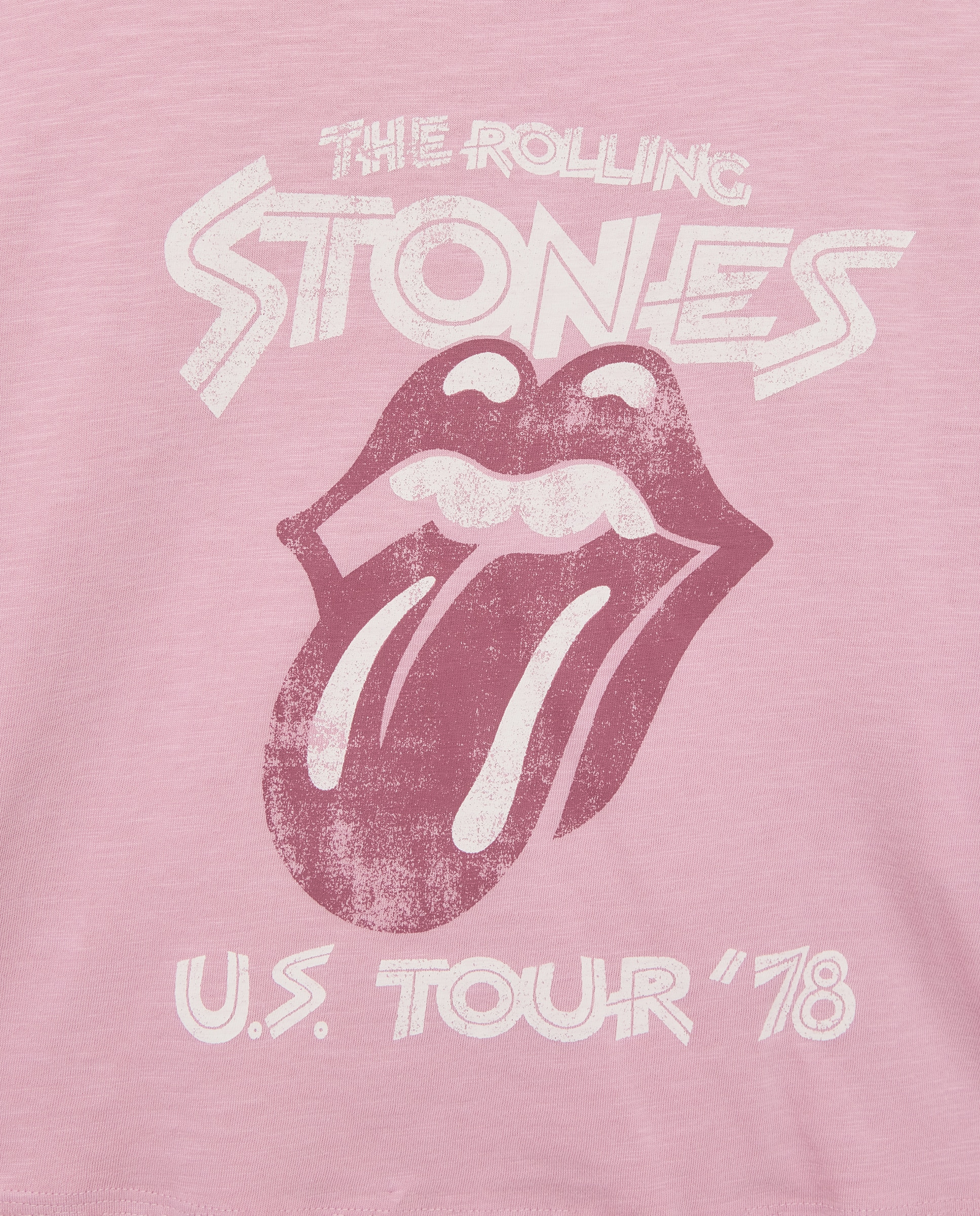 Camisola de Manga Comprida com Cut Out e Estampado Posicional Rolling Stones Used Effect Rosa-2