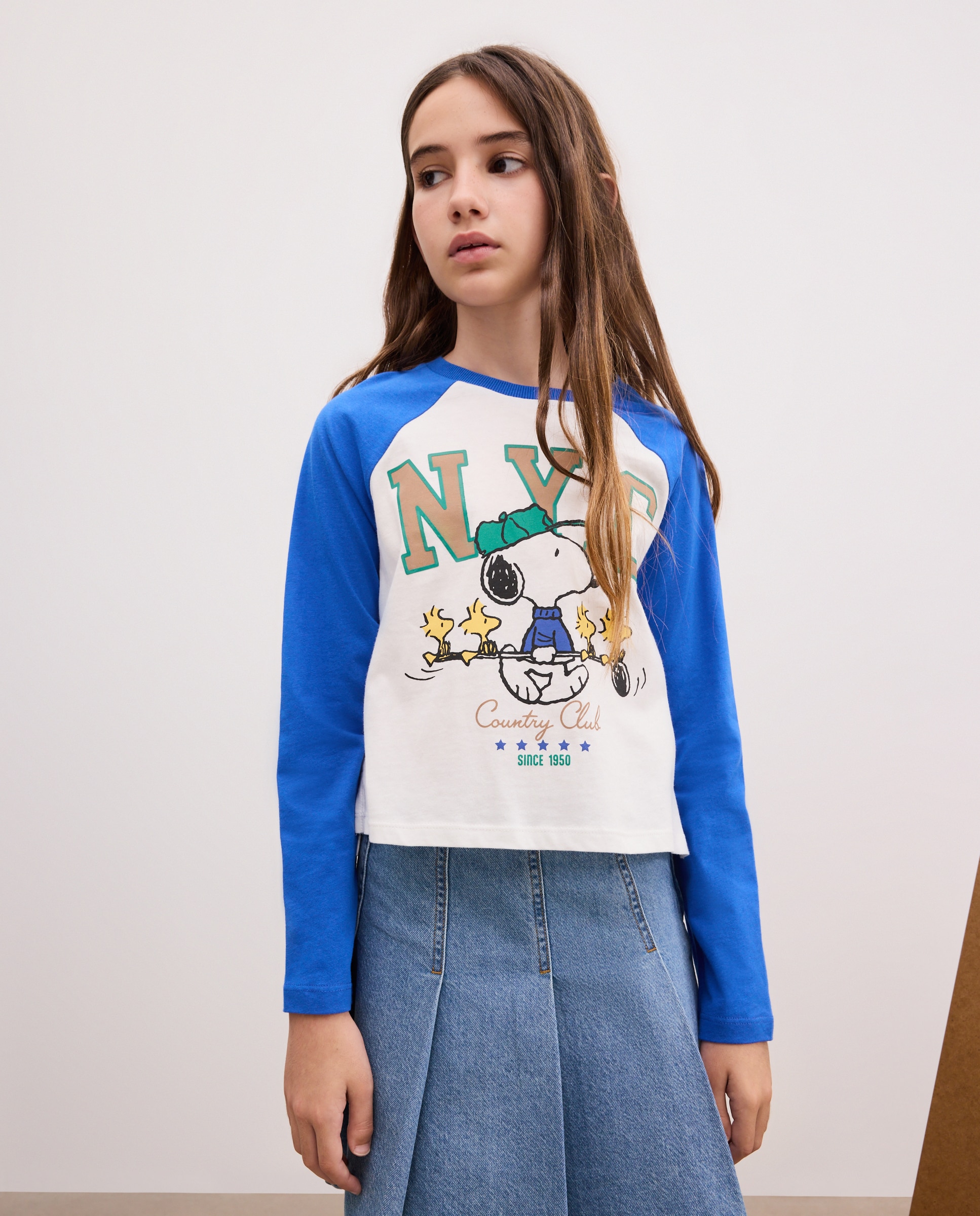 Camiseta manga ranglan a contraste print posicional SNOOPY de niña - Kids El Corte Inglés - Multicolor Multicolor-1