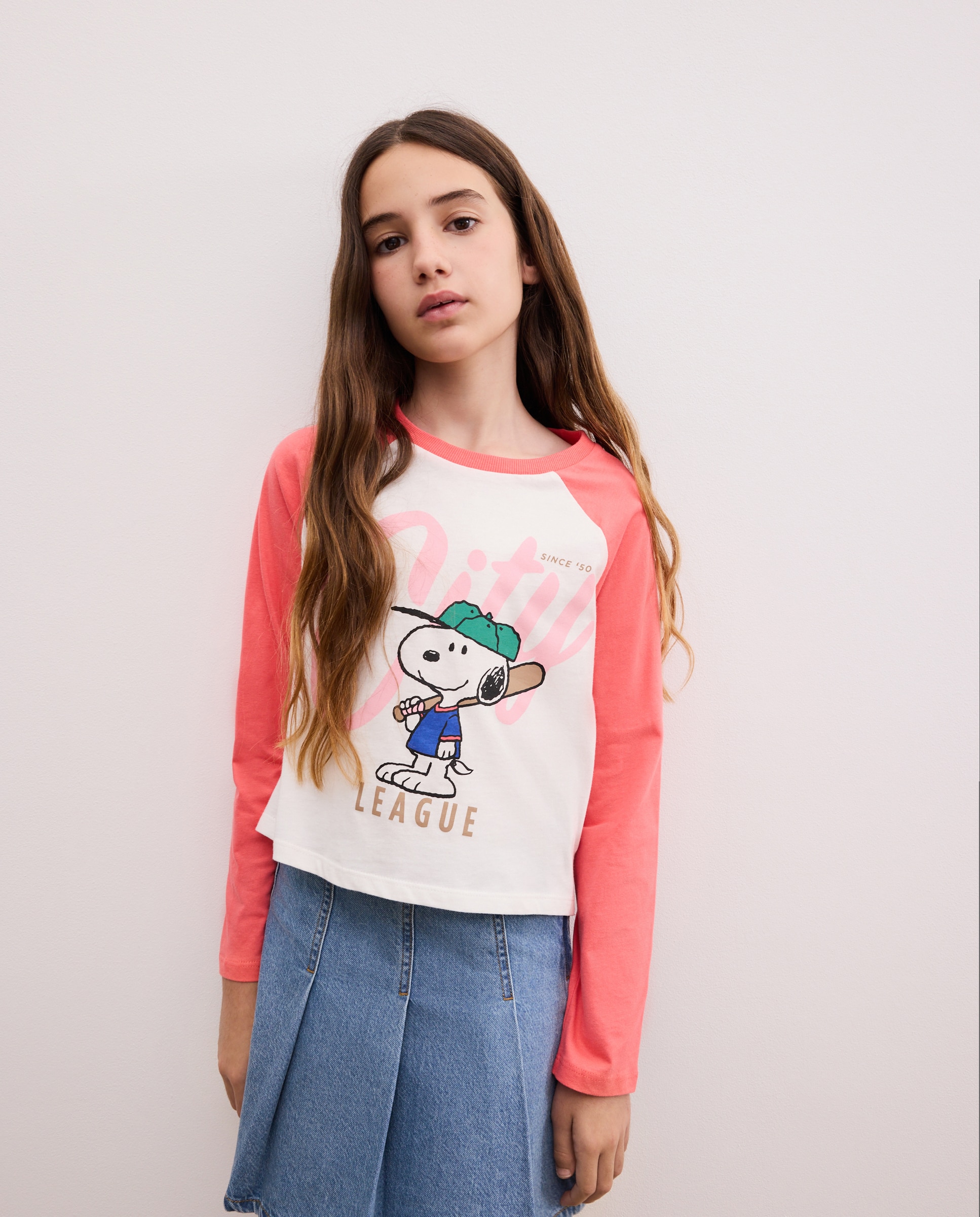 Camiseta manga ranglan a contraste print posicional SNOOPY de niña - Kids El Corte Inglés - Multicolor Multicolor-1