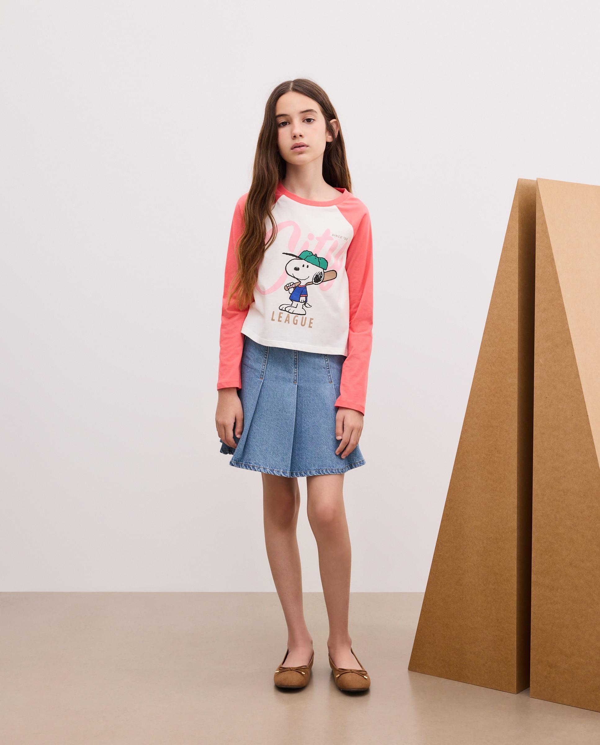 Camiseta manga ranglan a contraste print posicional SNOOPY de niña - Kids El Corte Inglés - Multicolor Multicolor-2