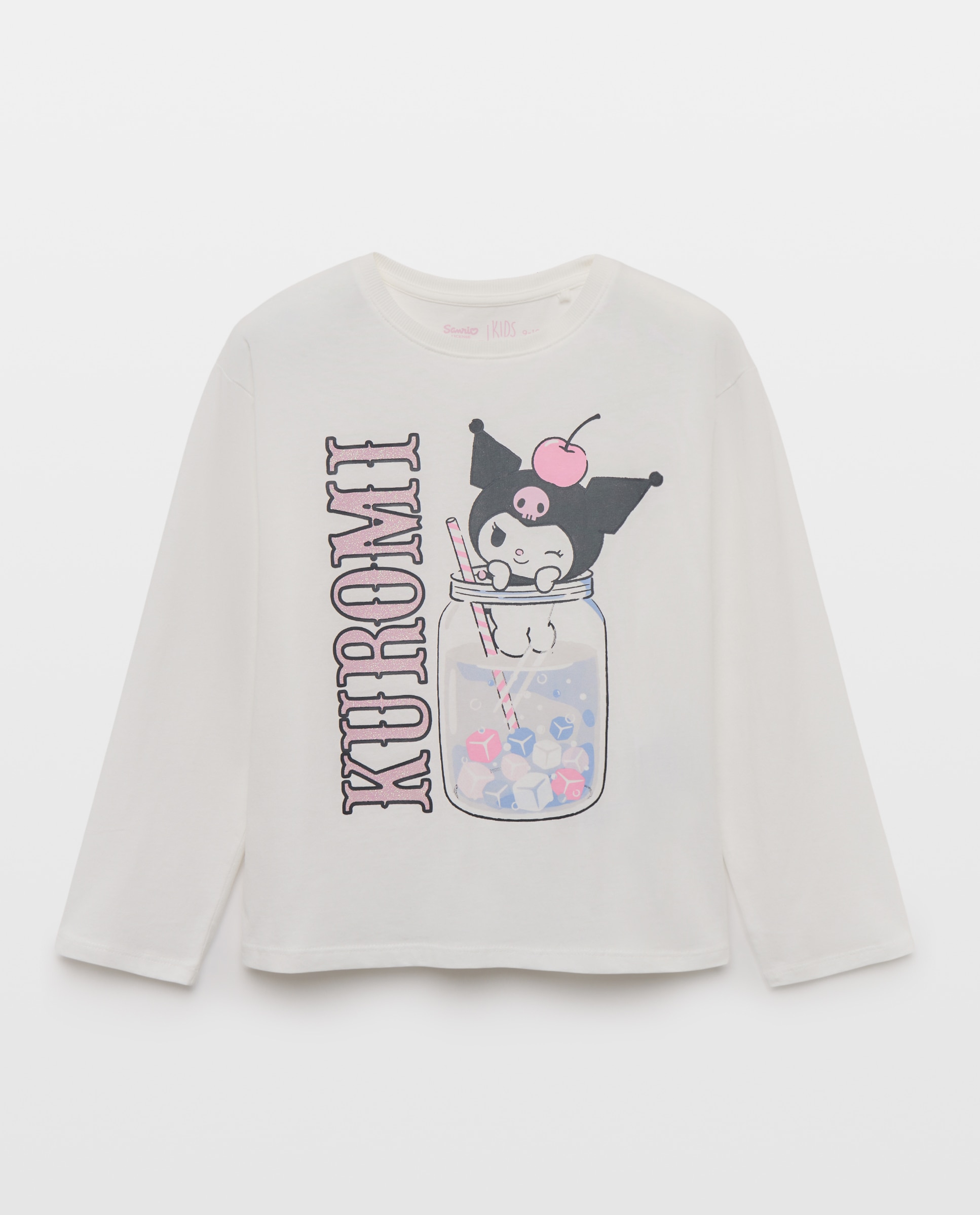 Camiseta manga larga posicional print KUROMI y su BUBBLE TEA con glitter de niña - Kids El Corte Inglés - Blanco Blanco-1