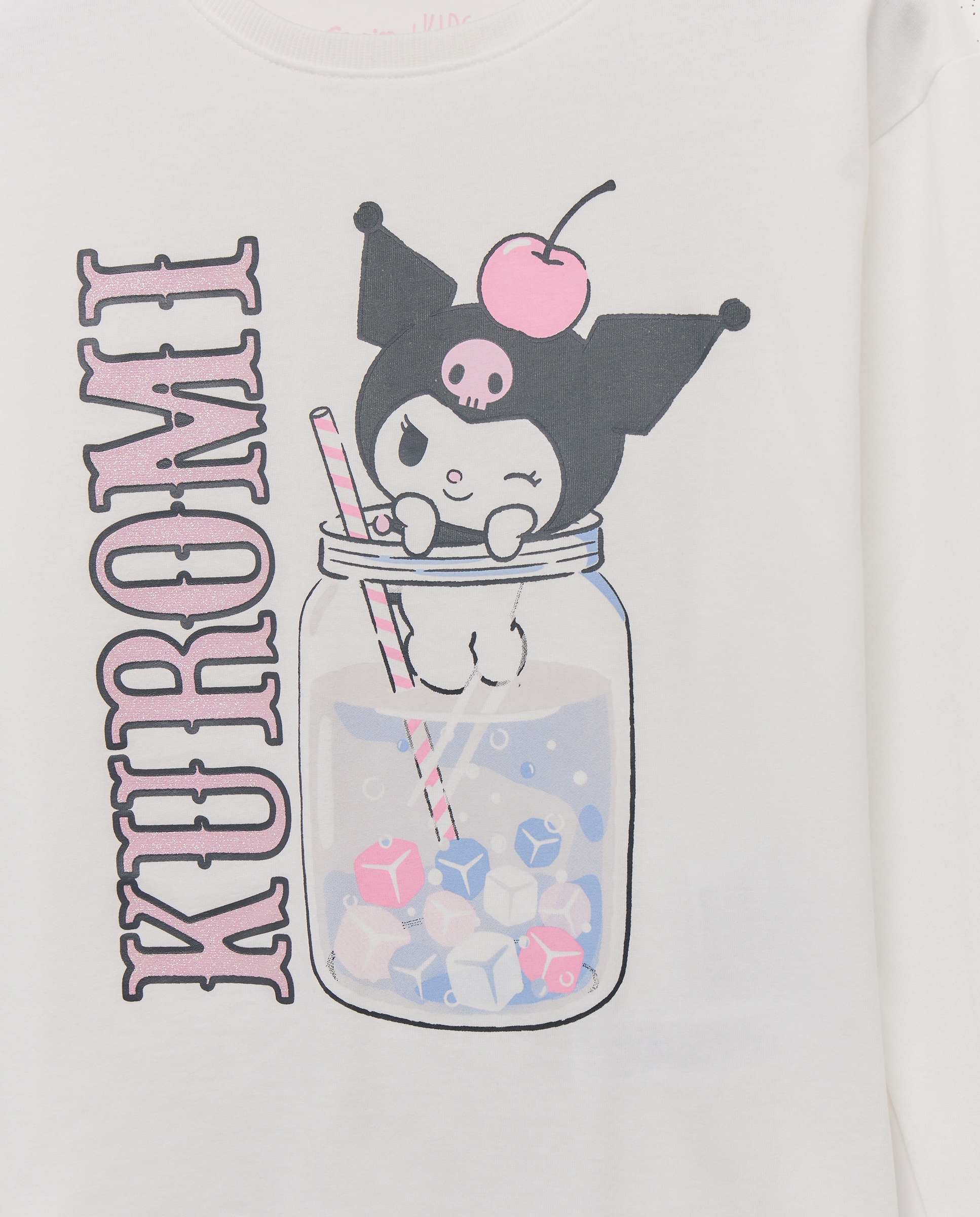 Camiseta manga larga posicional print KUROMI y su BUBBLE TEA con glitter de niña - Kids El Corte Inglés - Blanco Blanco-2
