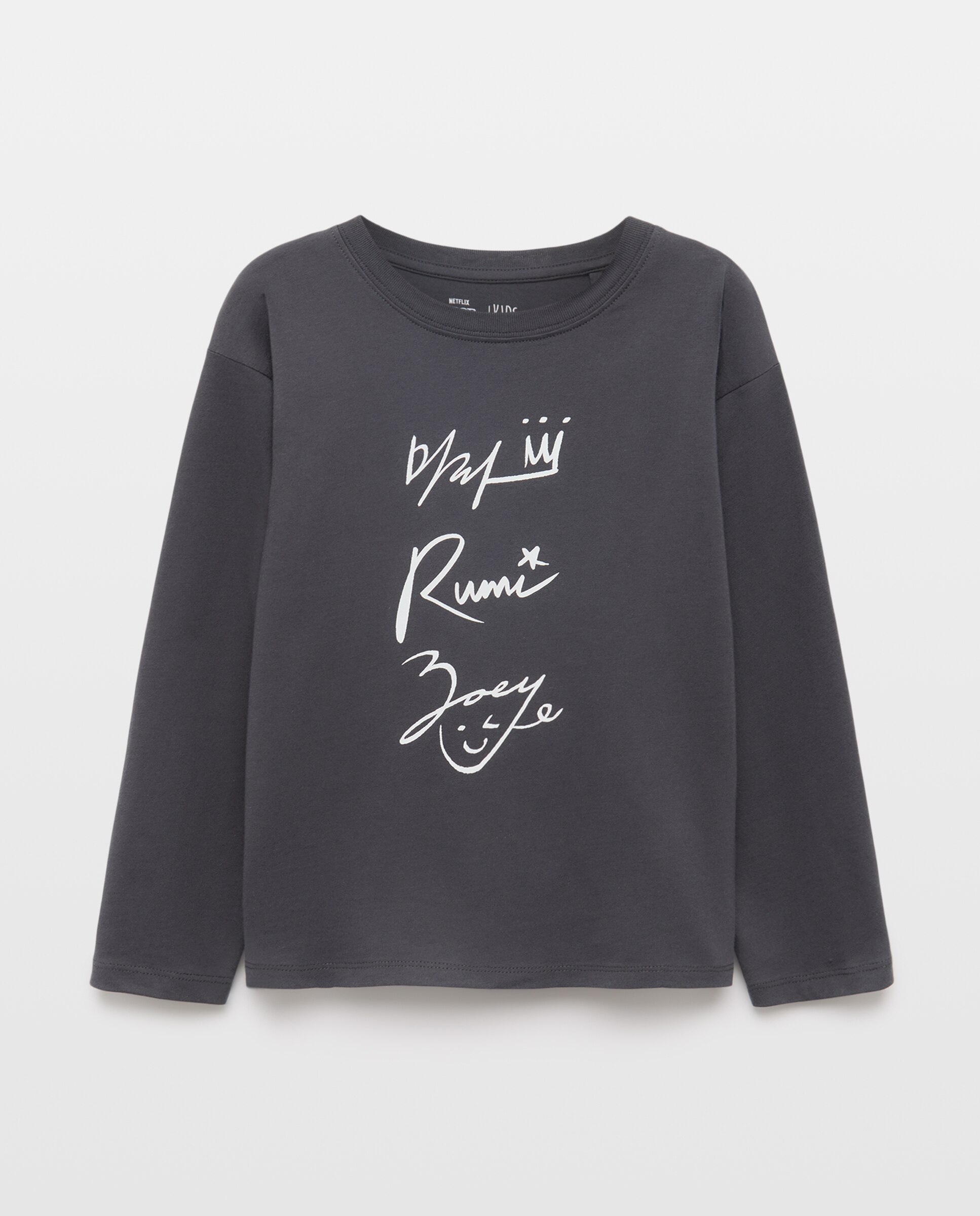 Camisola de Manga Comprida com Estampado Posicional KPOP no Peito e Costas Kids El Corte Inglés Cinzento-4