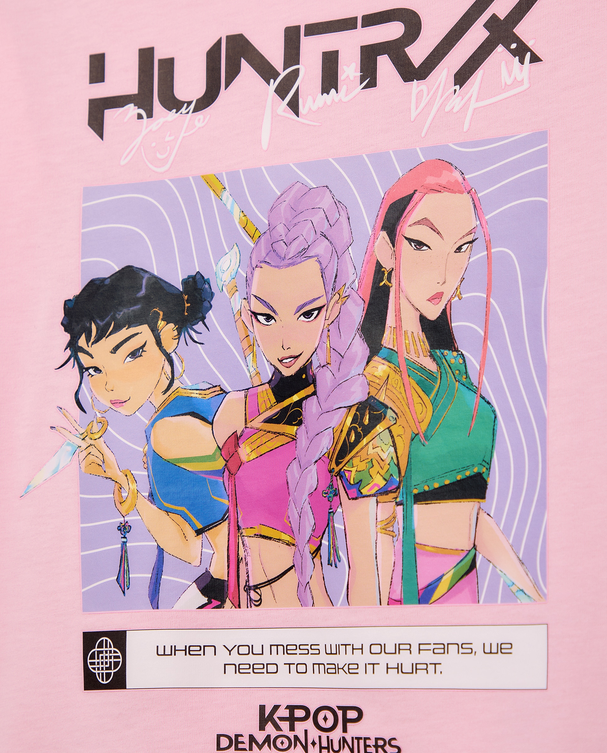 Camisola de Manga Comprida com Estampado Posicional no Peito de Personagens Coloridas "Huntrix" Kids El Corte Inglés Rosa-6