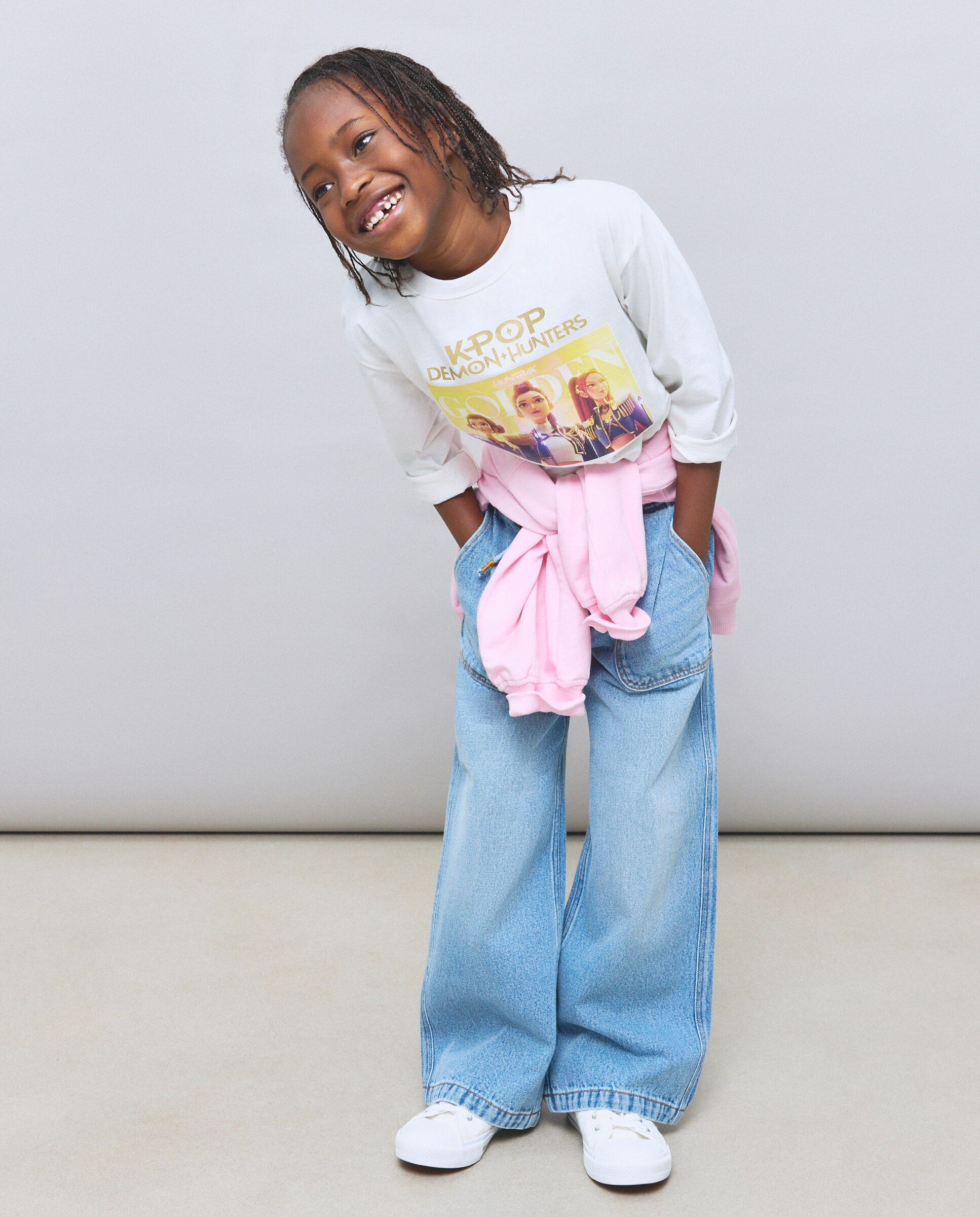 Camisola de Manga Comprida com Estampado Posicional Fotográfico de Personagens Golden no Peito Kids El Corte Inglés Branco-2