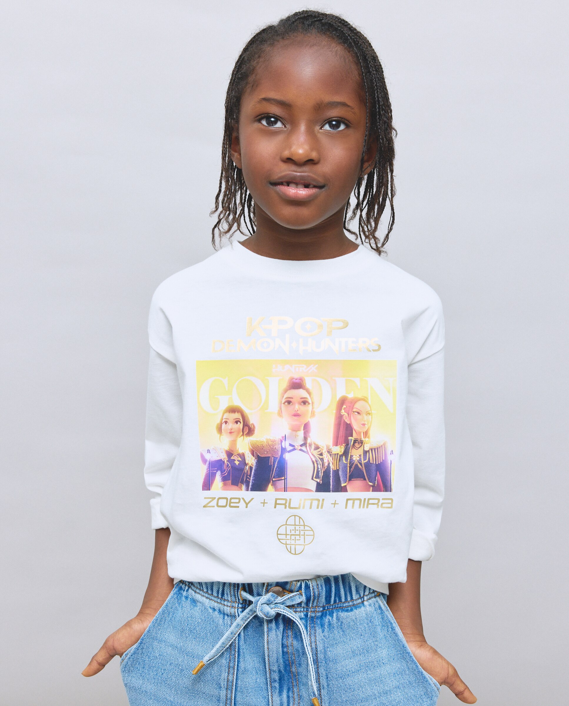 Camisola de Manga Comprida com Estampado Posicional Fotográfico de Personagens Golden no Peito Kids El Corte Inglés Branco-4
