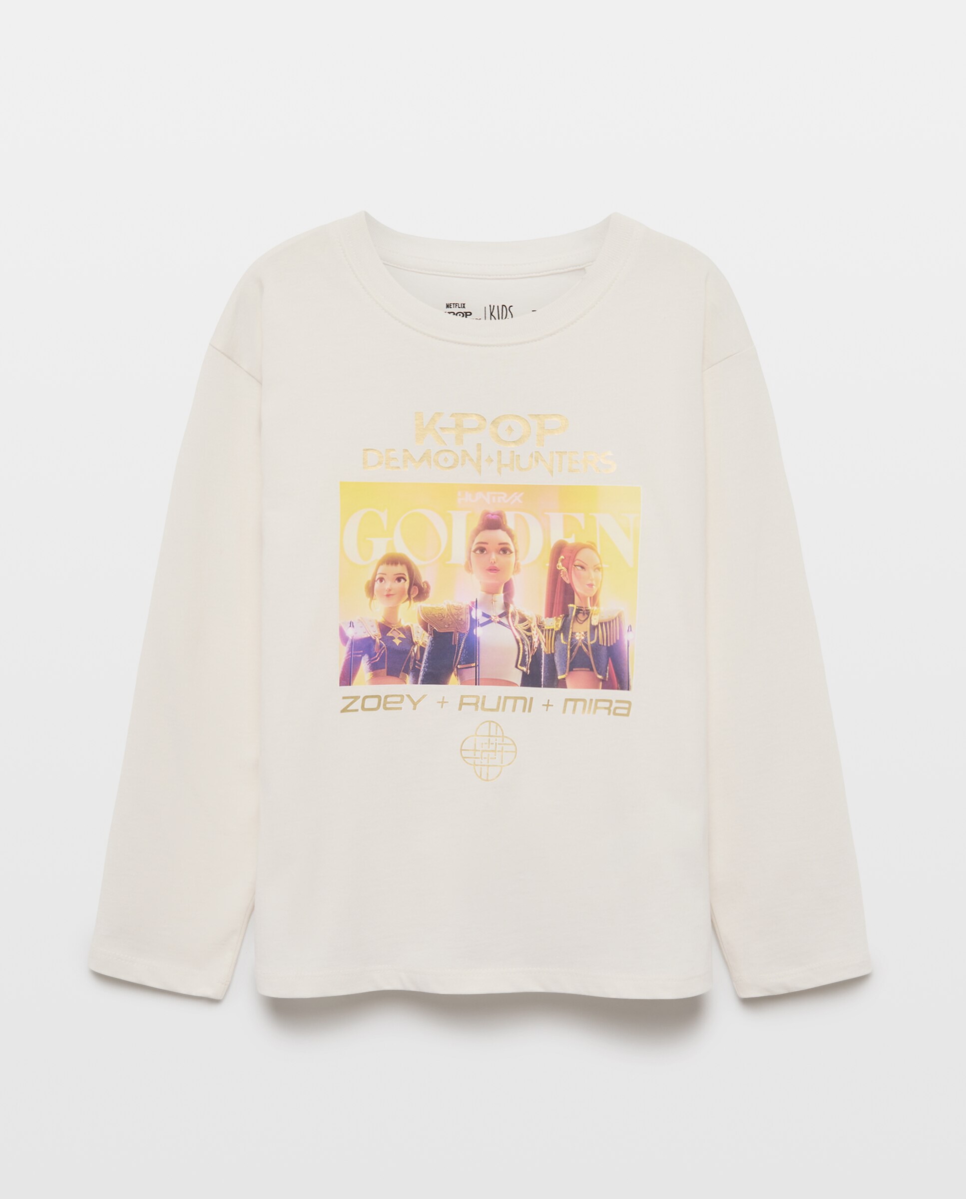 Camisola de Manga Comprida com Estampado Posicional Fotográfico de Personagens Golden no Peito Kids El Corte Inglés Branco-5
