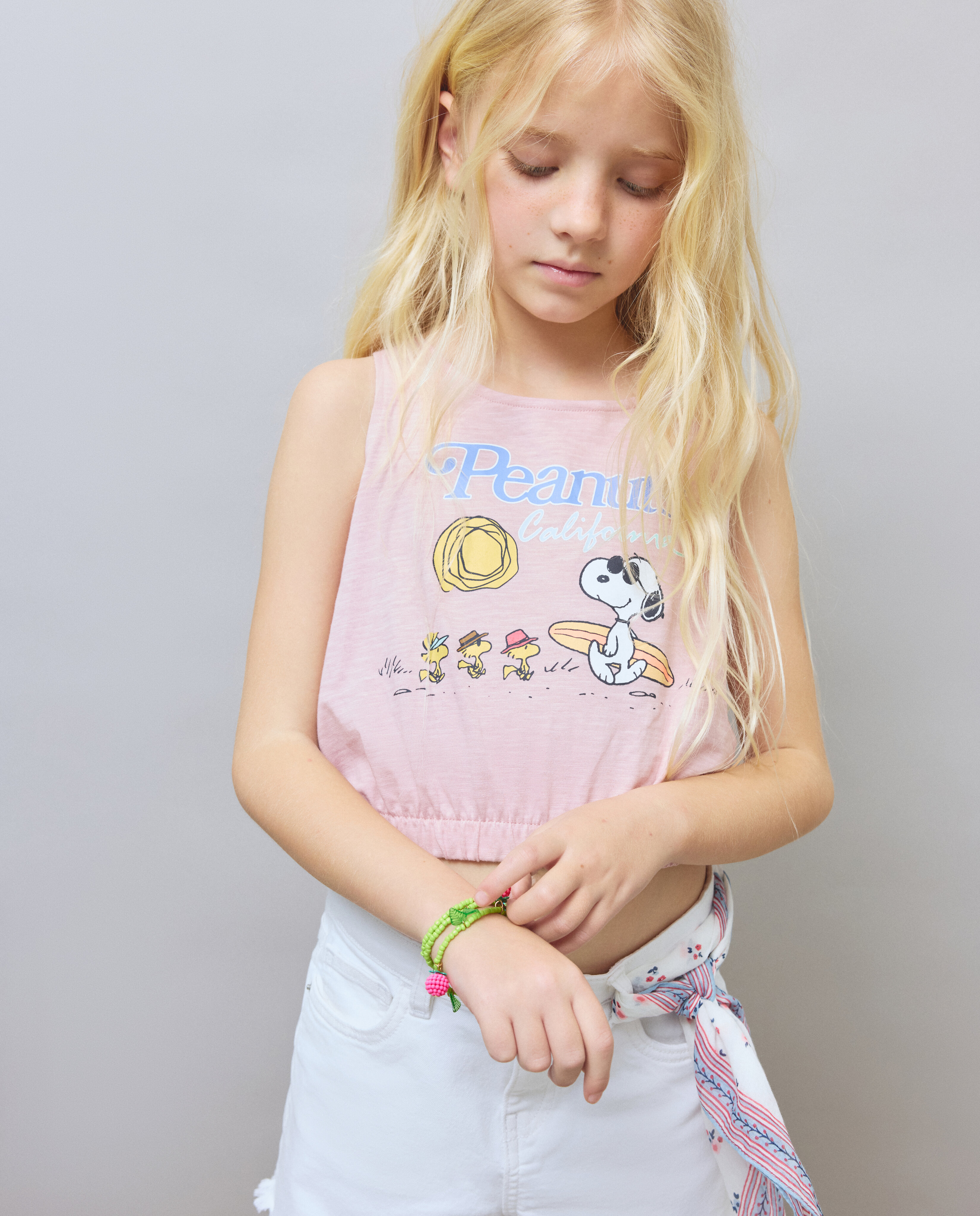 Camiseta de niña con estampado Snoopy de manga corta - Kids El Corte Inglés - Rosa Rosa-1