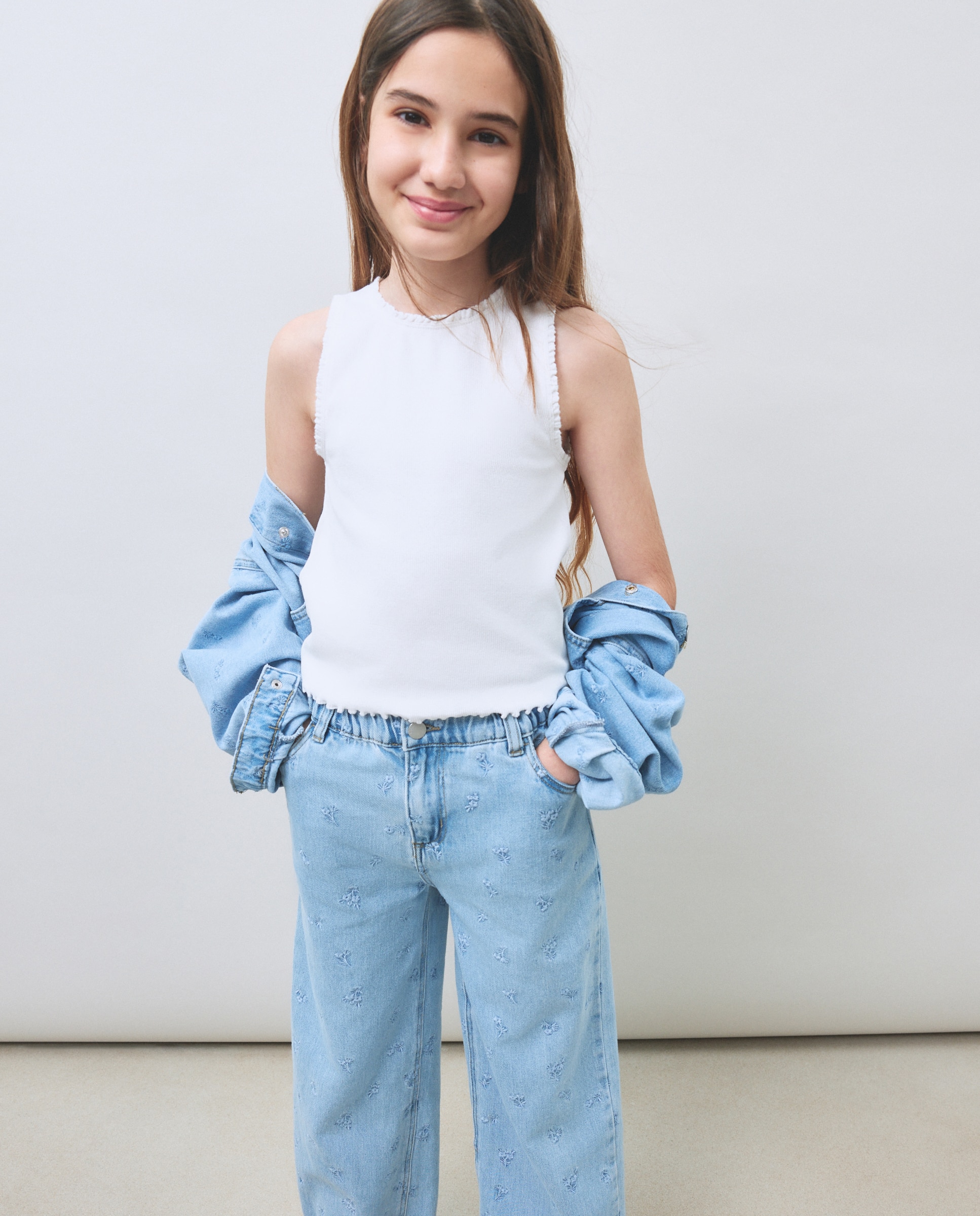 T-shirt de Alças com Rendas Branco-marfim-2