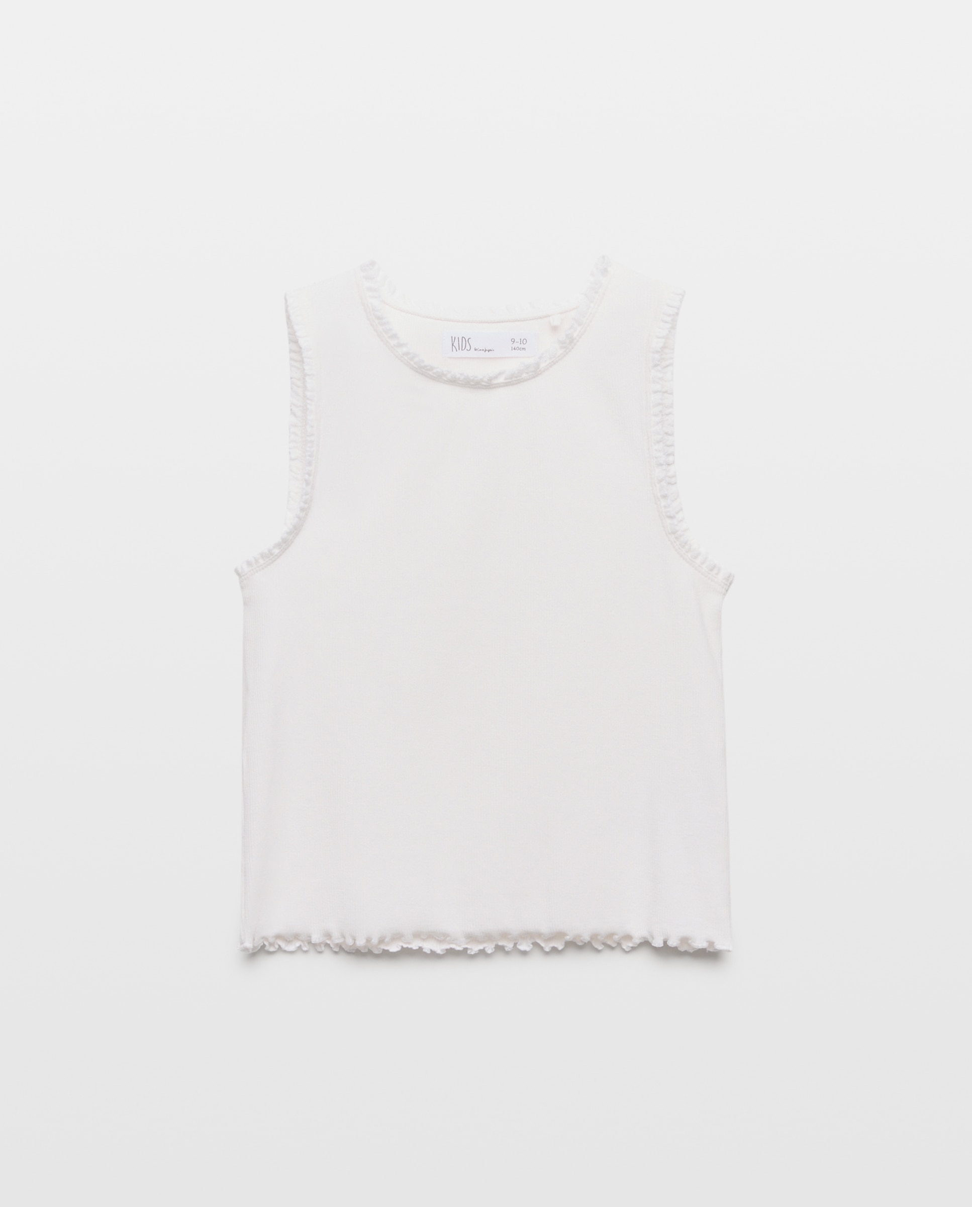 T-shirt de Alças com Rendas Branco-marfim-6