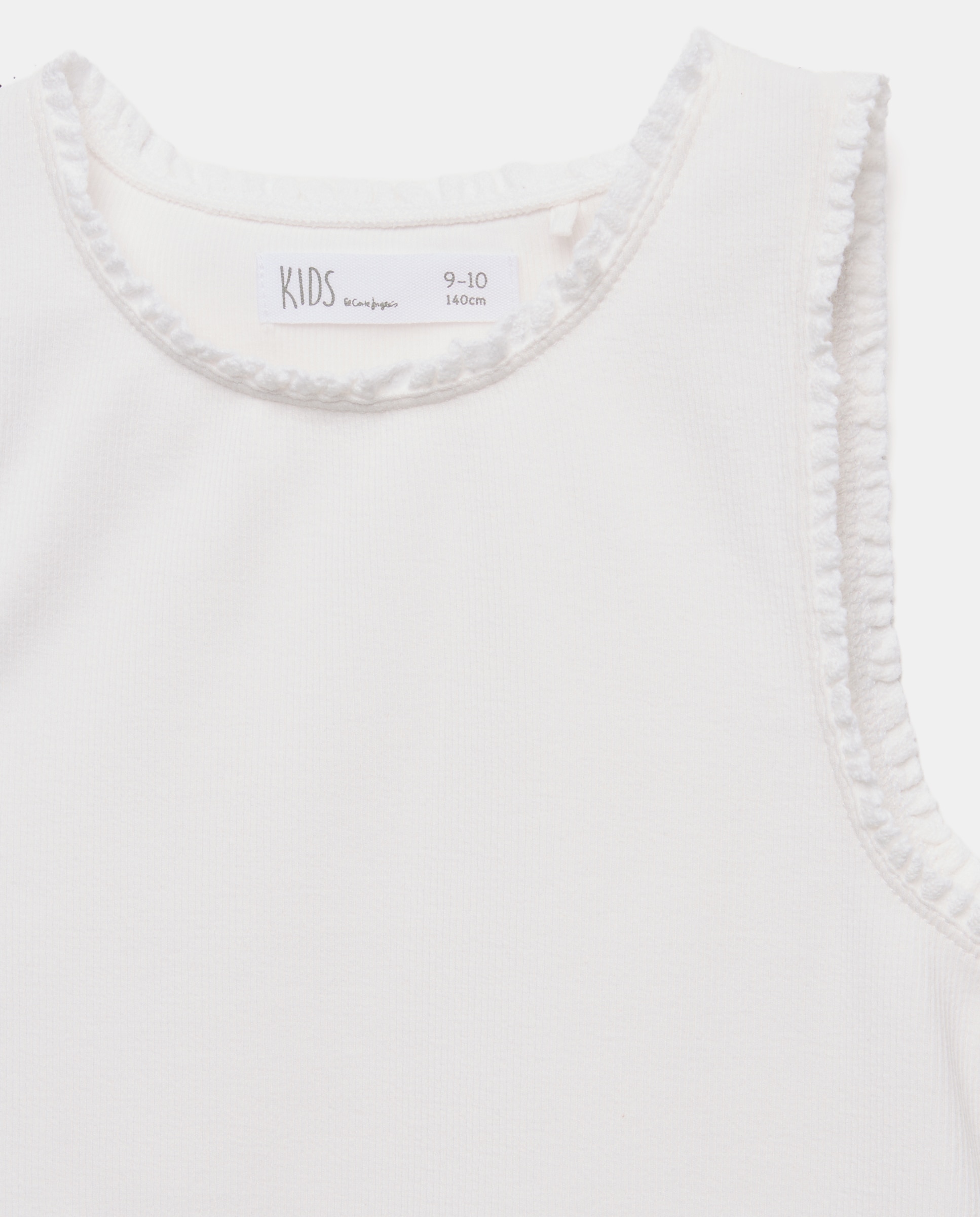 T-shirt de Alças com Rendas Branco-marfim-7