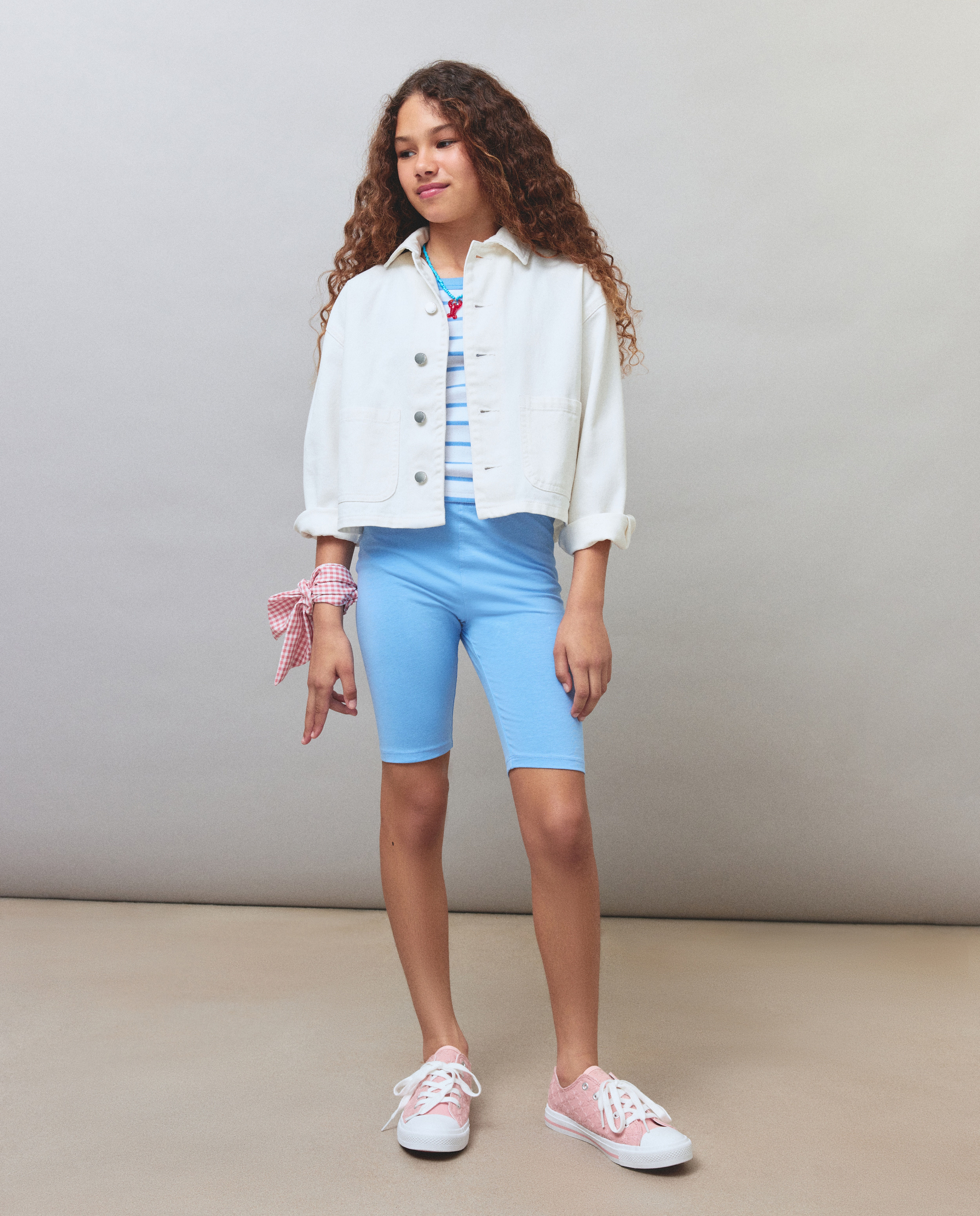 T-shirt de Alças Básica às Riscas Azul-2