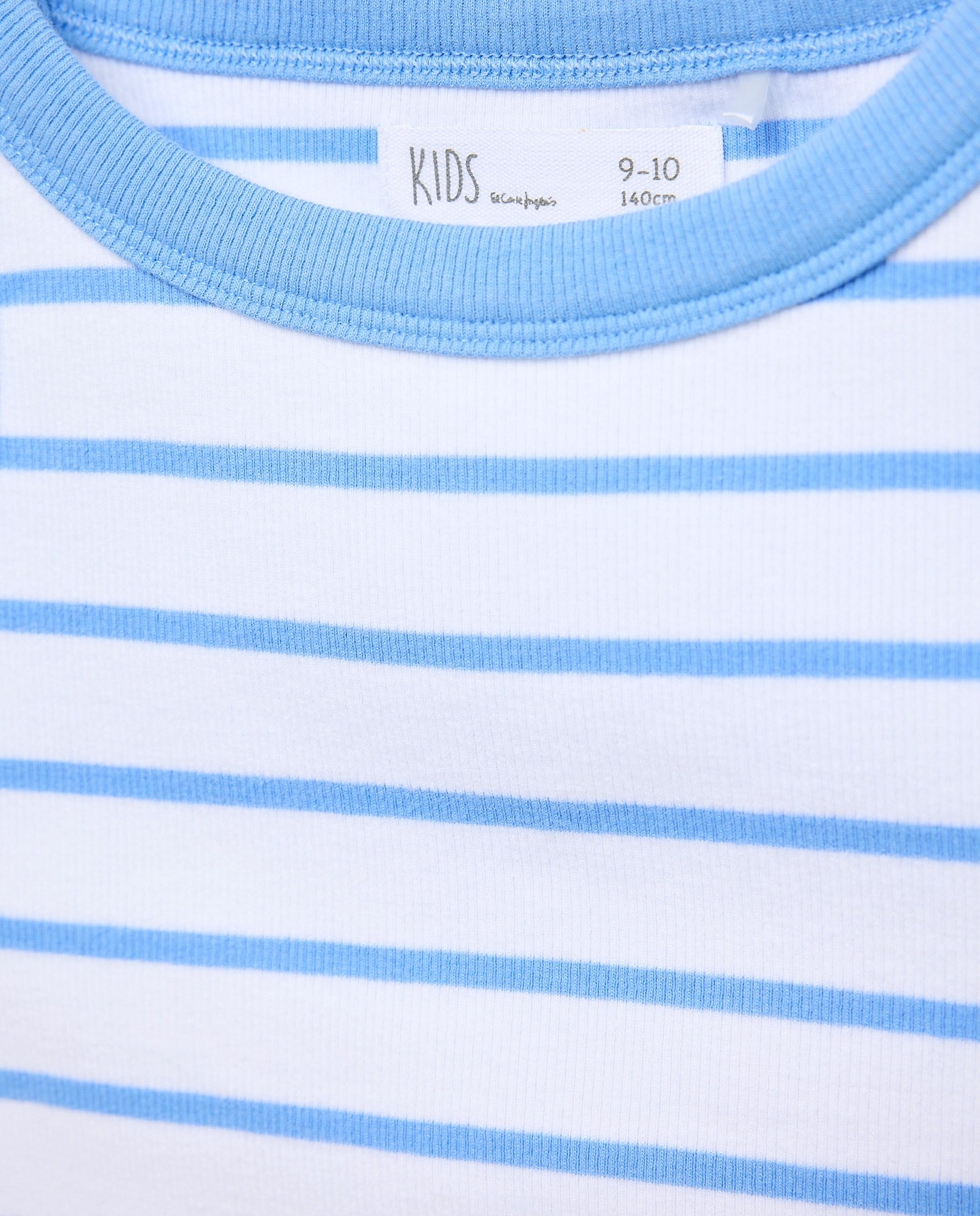 T-shirt de Alças Básica às Riscas Azul-5
