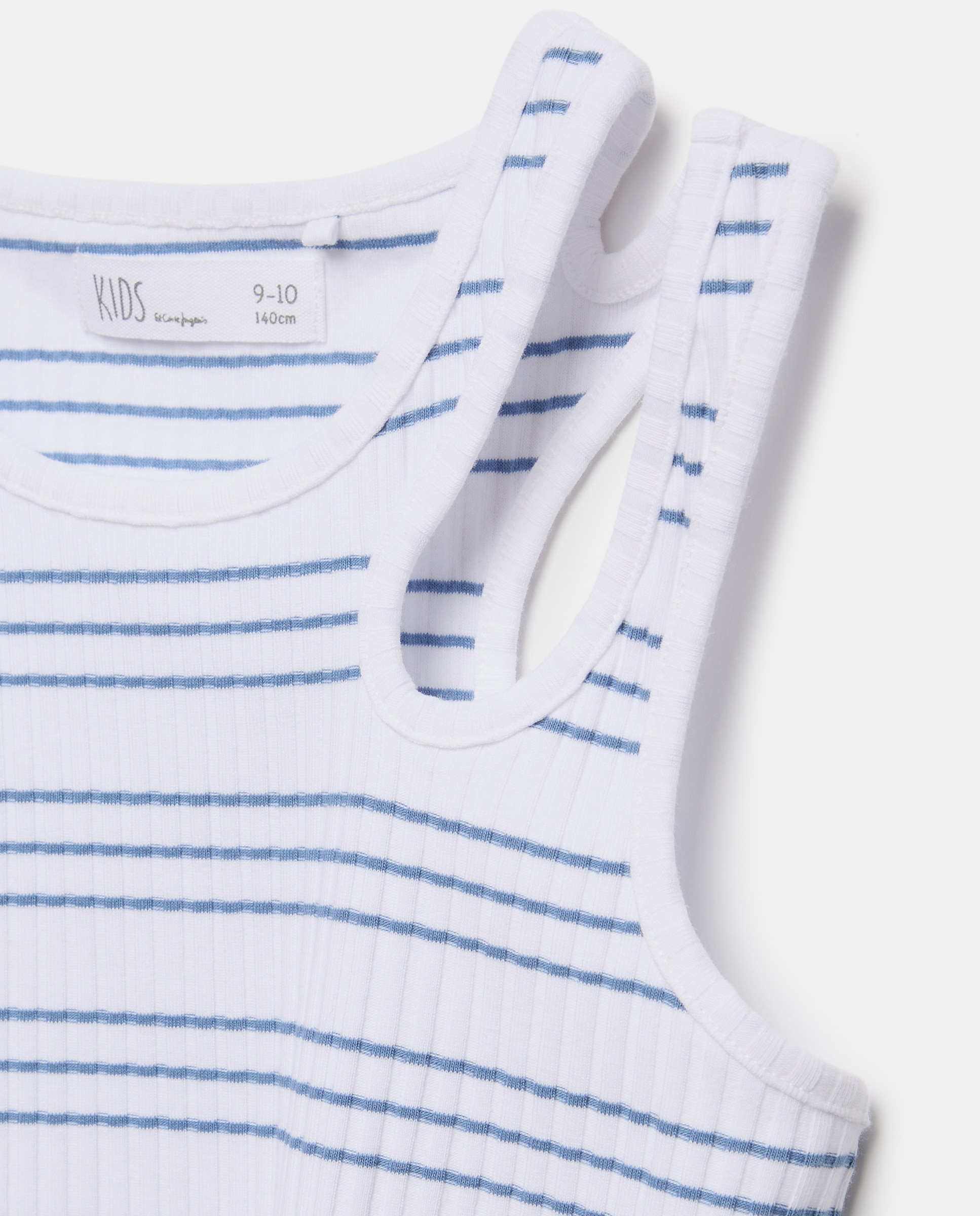 T-shirt de Alças com Fantasia às Riscas Azul-5