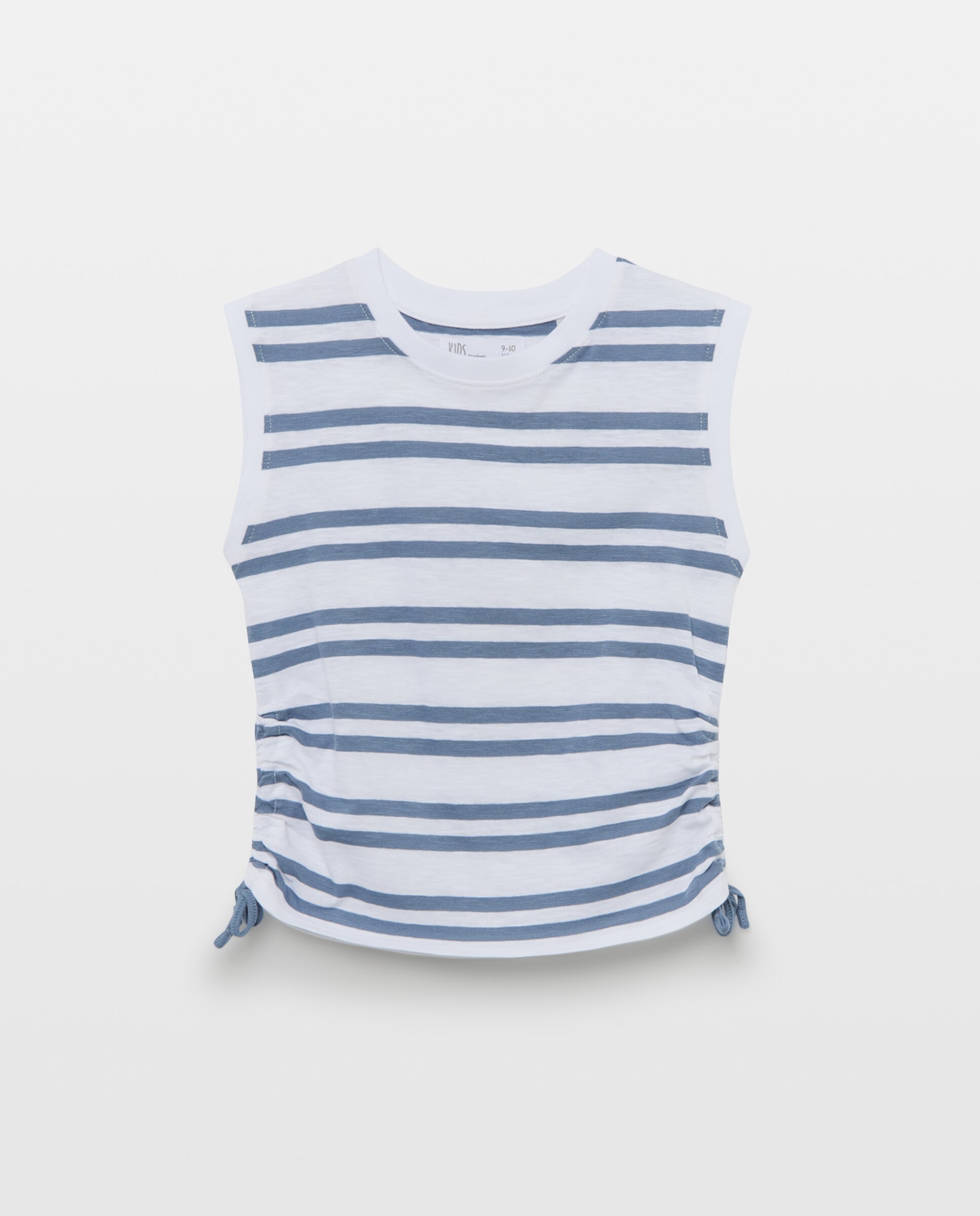 Camiseta sin mangas raya tejida recogida en laterales con cordón de niña - Kids El Corte Inglés - Blanco Blanco-4