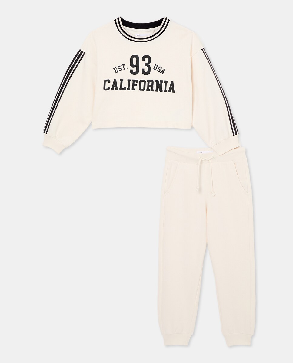 Conjunto de Felpa com Joggers e Sweatshirt Cropped de Decote