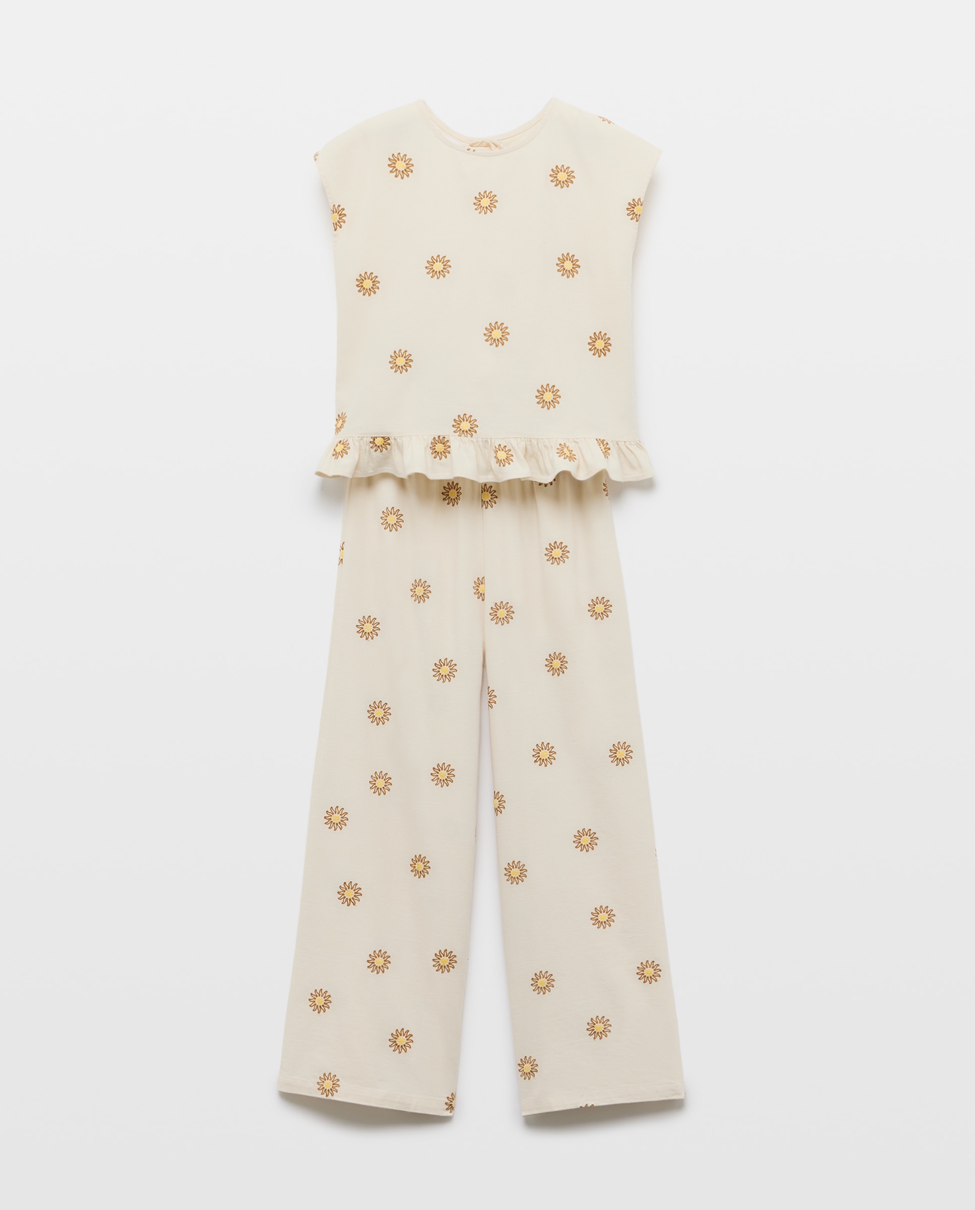 Conjunto Comprido com Sóis Bordados Branco-4