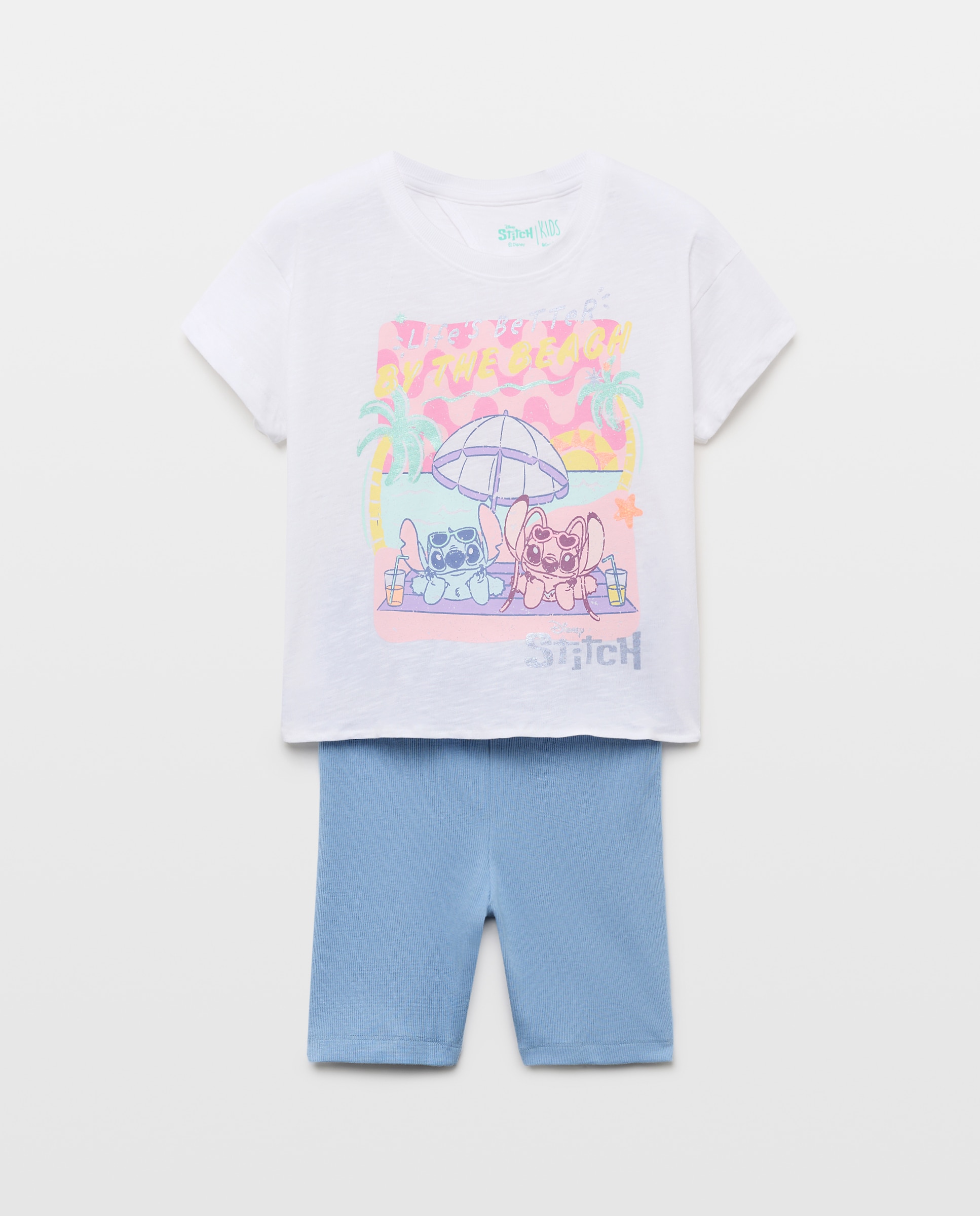 Conjunto de T-shirt Estampada e Calções Tipo Leggings Multicolor-4
