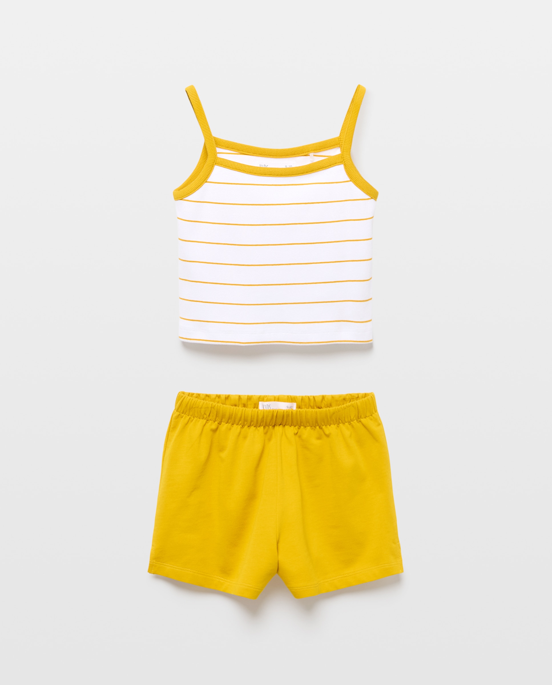 Conjunto Desportivo com Estampado às Riscas Amarelo-4