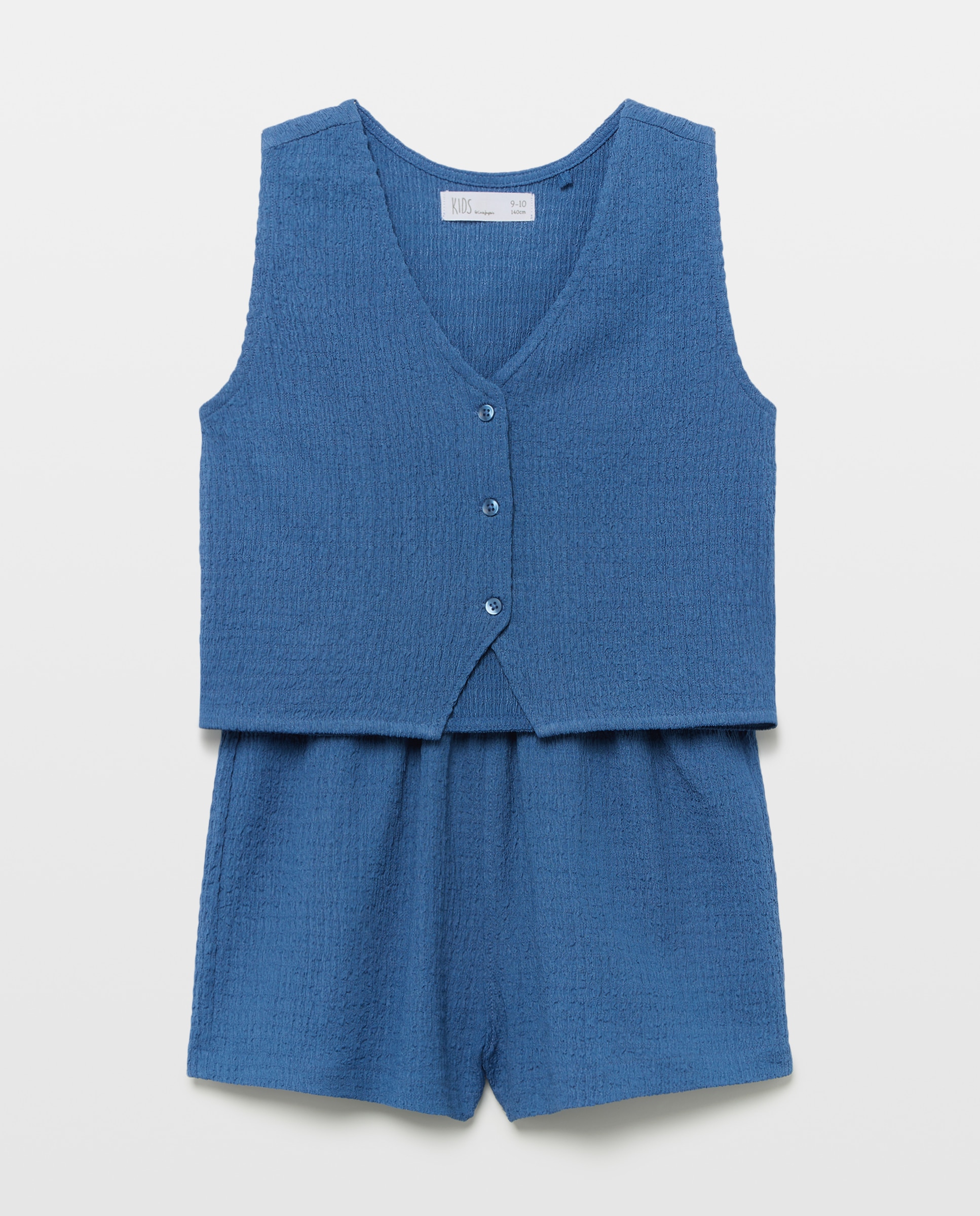 Conjunto corto wrinkled polyester top tipo chaleco de niña - Kids El Corte Inglés - 400 Azul 400 Azul-4