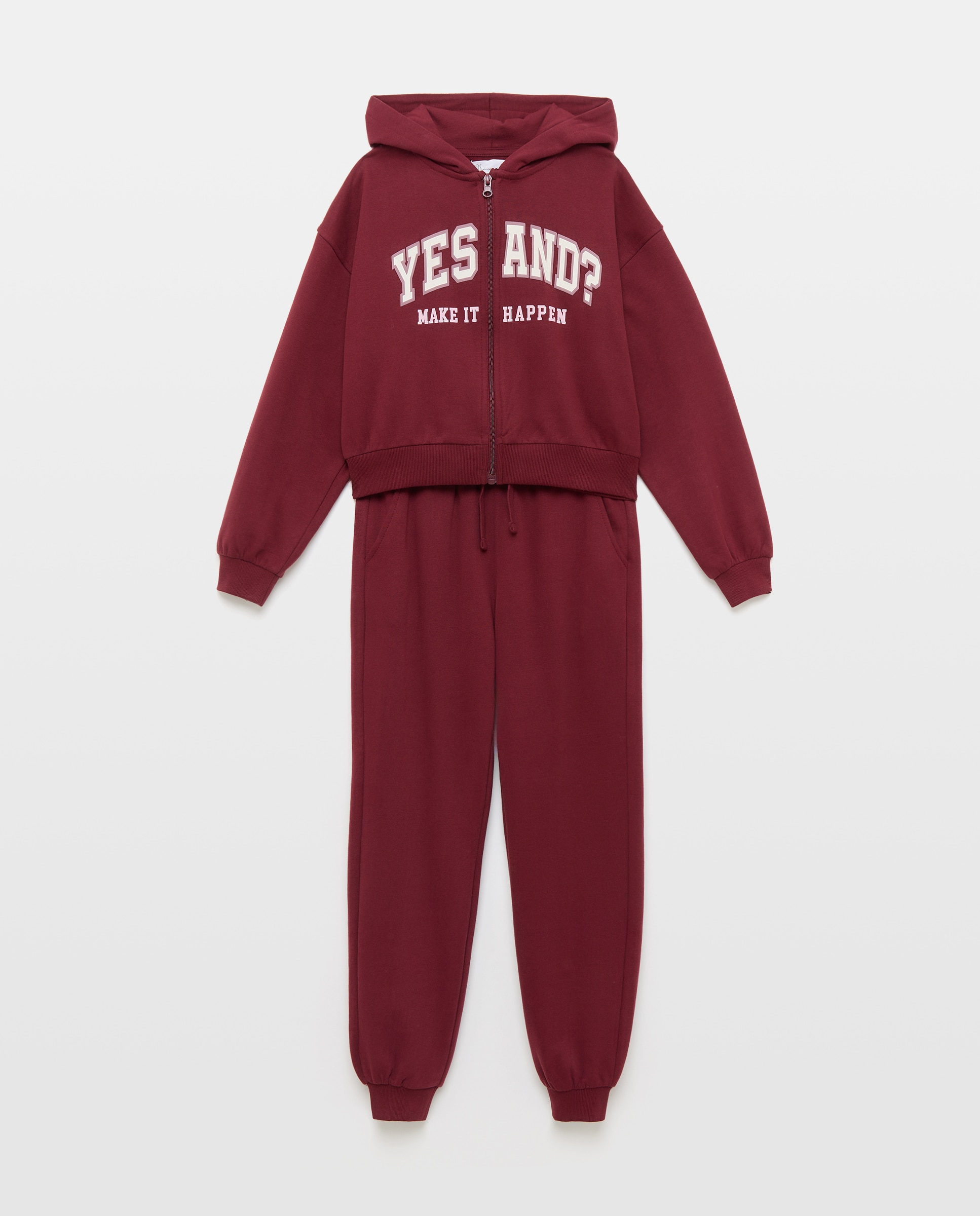 Conjunto de Felpa com Calças Jogger e Sweatshirt Aberta com Capuz e Estampado Posicional de Criança Kids El Corte Inglés Vermelho-5