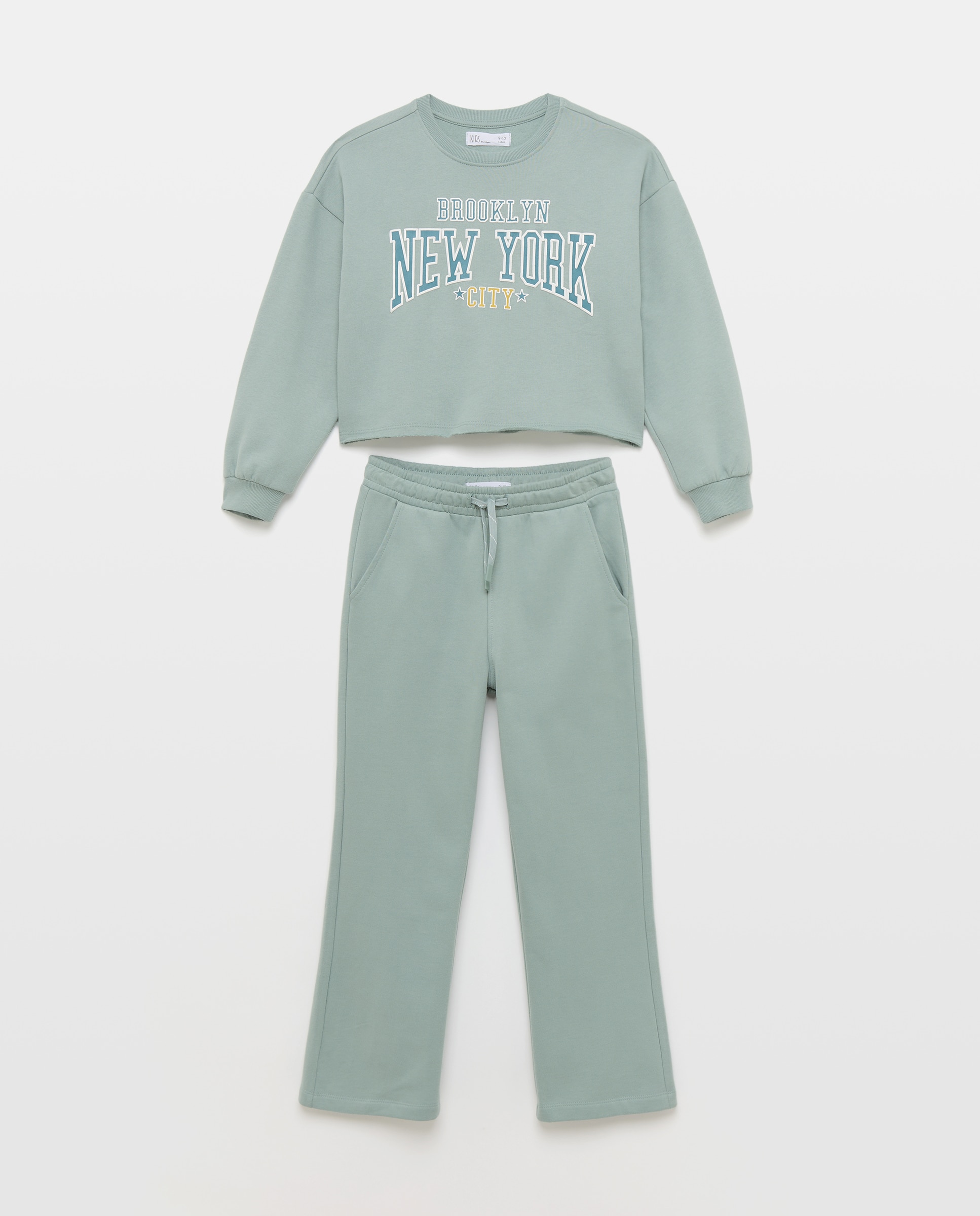 Conjunto de Felpa com Calças Largas e Sweatshirt Fechada com Estampado Posicional de Criança Kids El Corte Inglés Verde-5