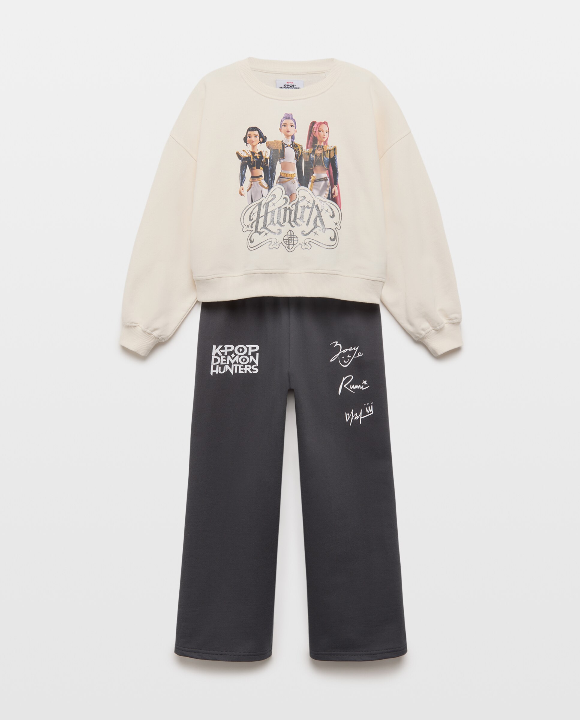 Conjunto de Calças Wide Leg e Sweatshirt com Estampado Posicional KPOP Kids El Corte Inglés Cinzento-4