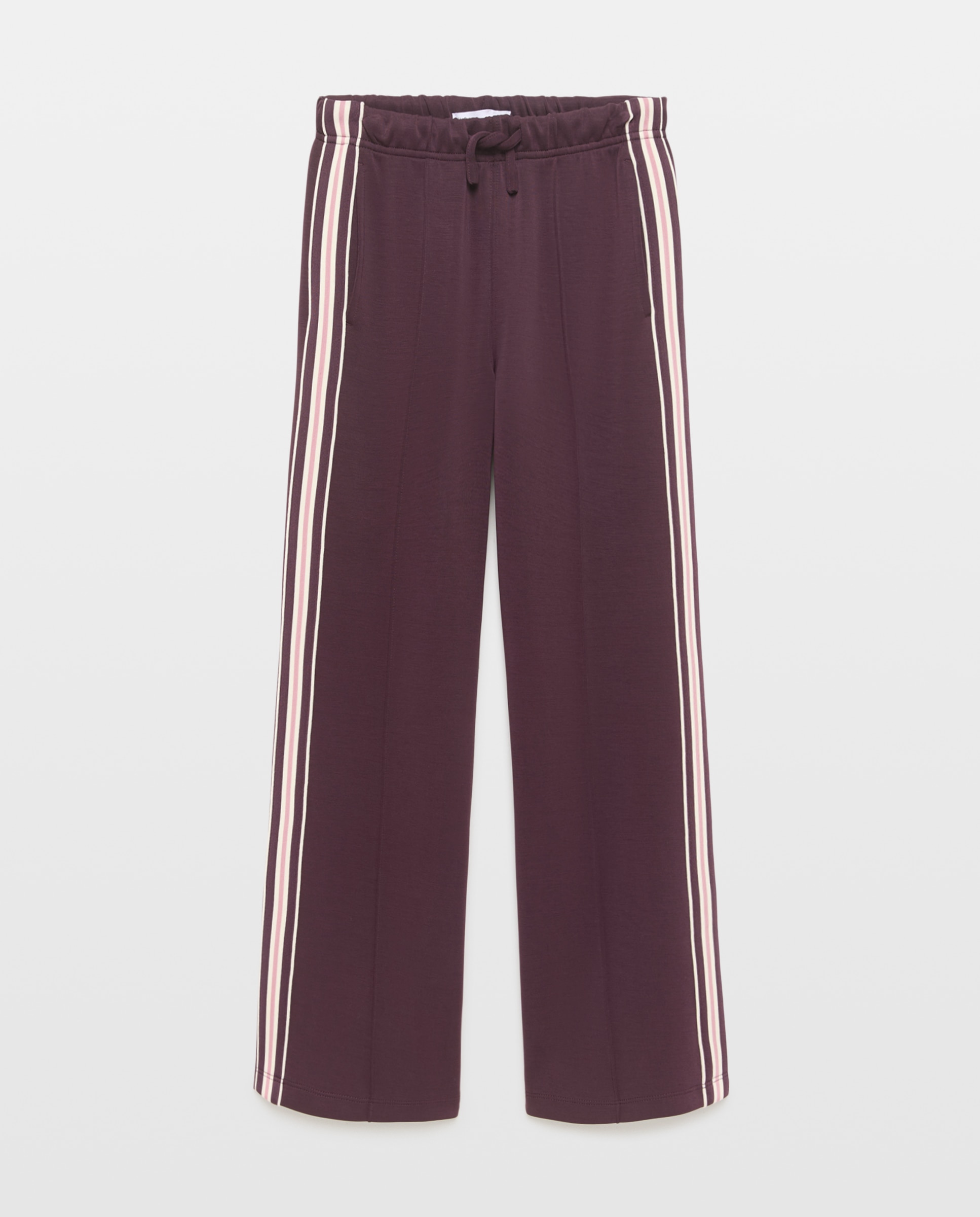 Pantalón deporte modal wide leg con tape deportivo lateral de niña - Kids El Corte Inglés - Burdeos Burdeos-4