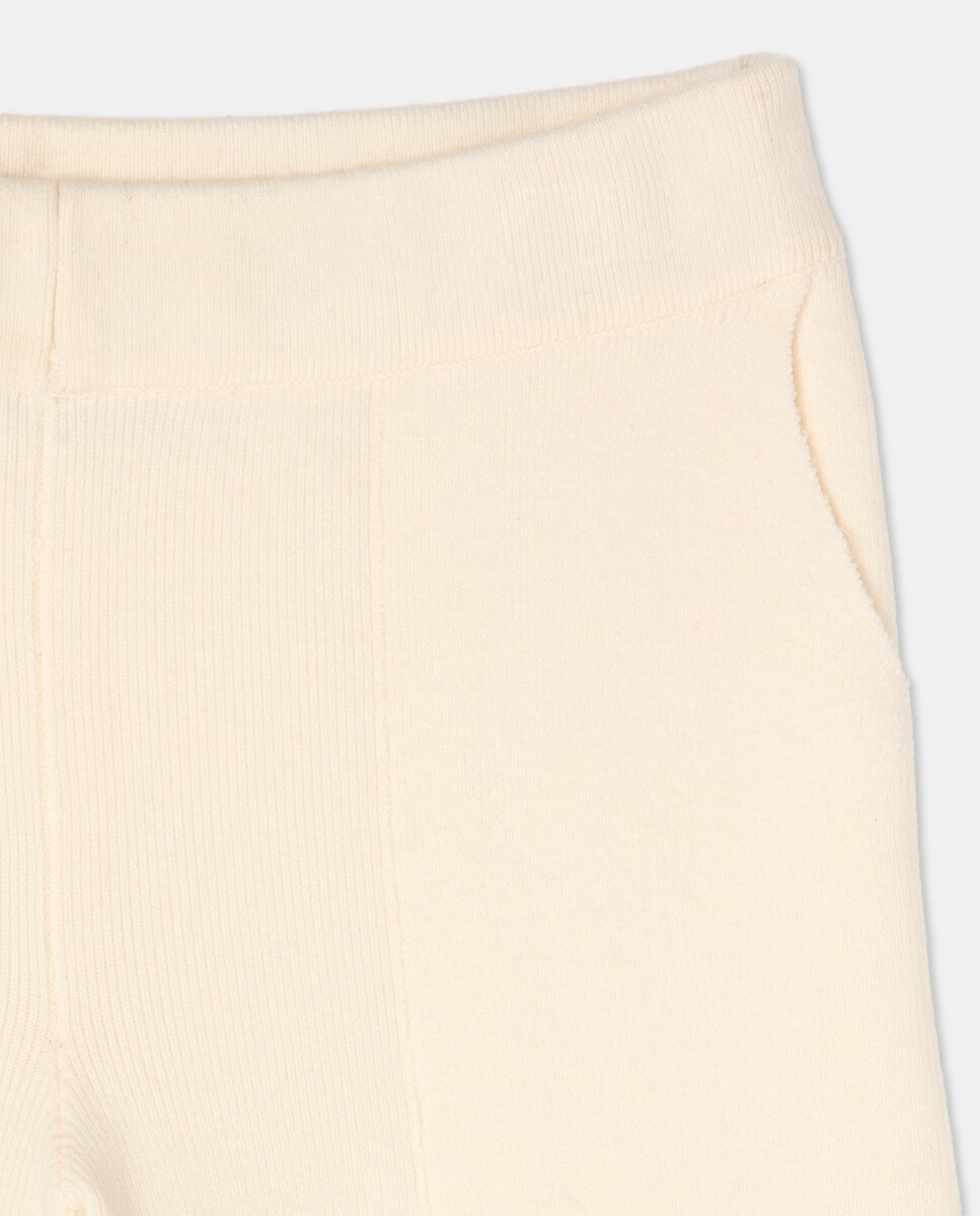 Calças Wide Leg de Tricot de Malha Milano 120 Cru-5