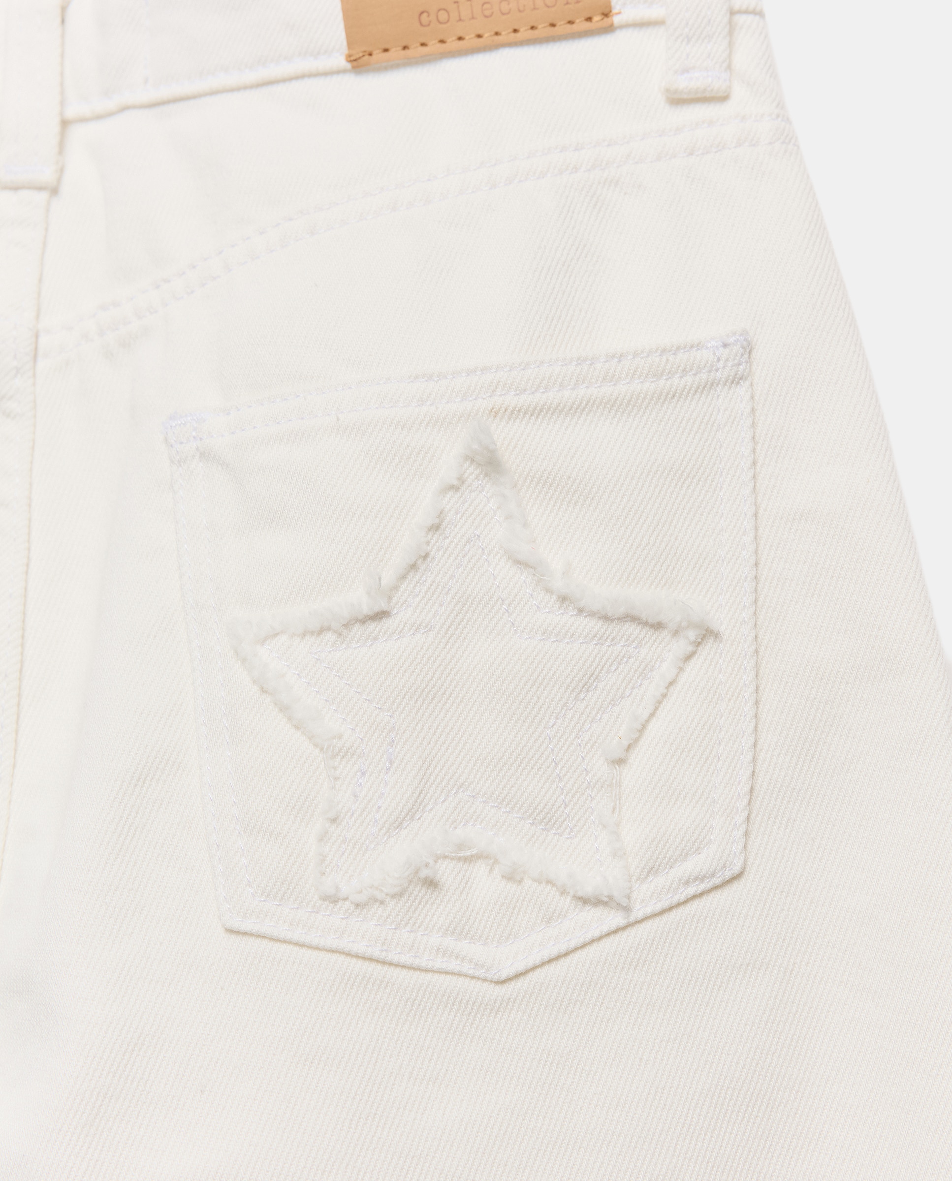 Calças de Sarja Colorida Wide Leg com Remendo de Fantasia e Bolso Traseiro Kids El Corte Inglés 120 Cru-5