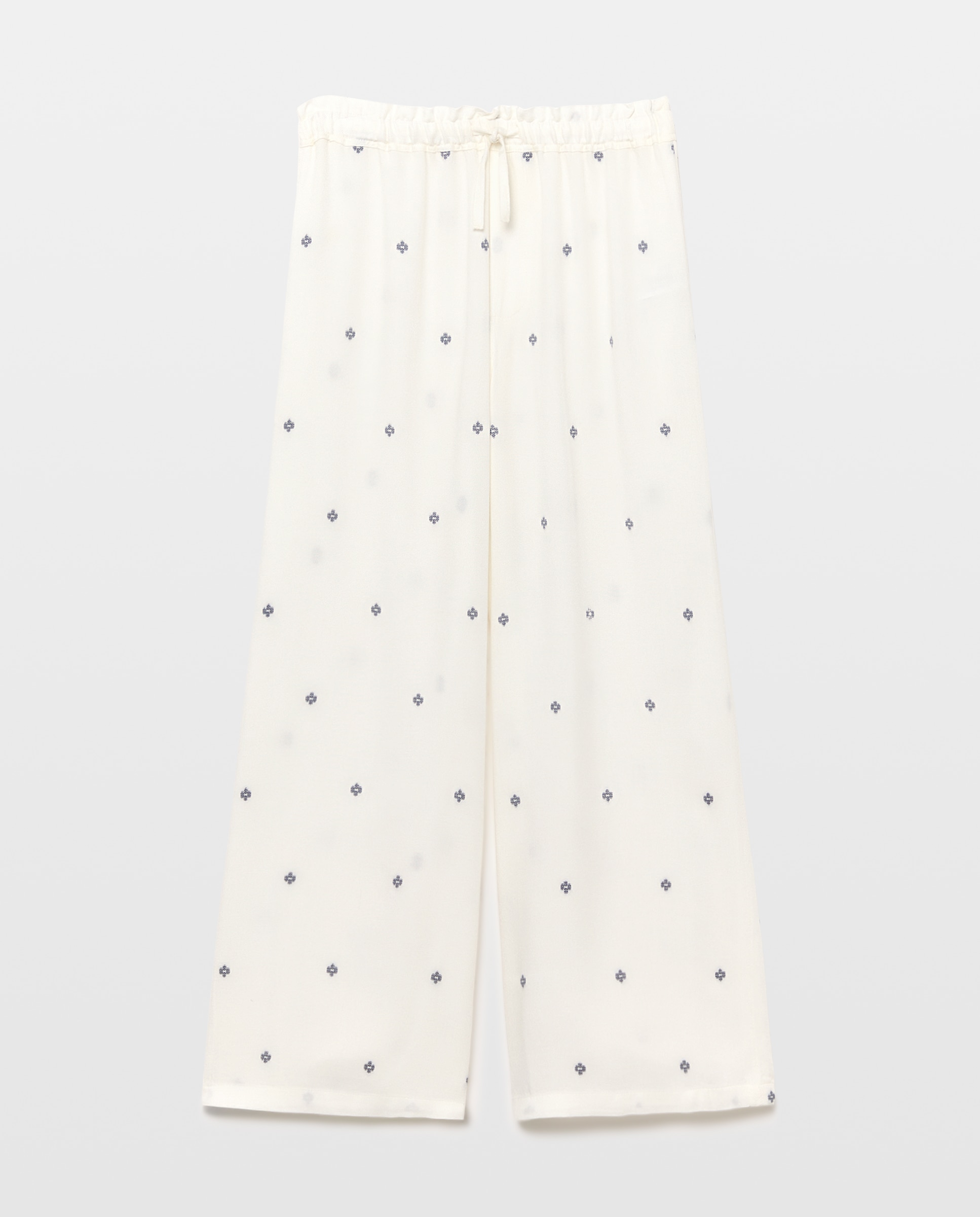Calças Wide Leg em Viscose com Elásticos e All Over Print de Mini Jacquard Kids El Corte Inglés Branco-5