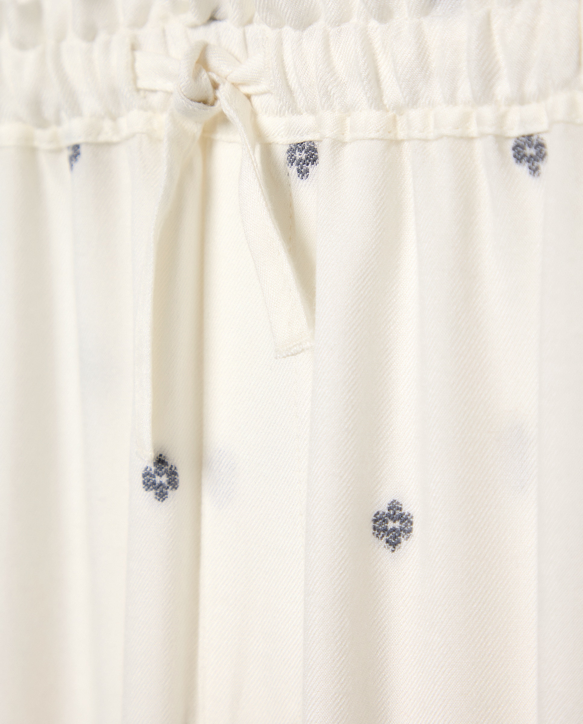 Calças Wide Leg em Viscose com Elásticos e All Over Print de Mini Jacquard Kids El Corte Inglés Branco-6