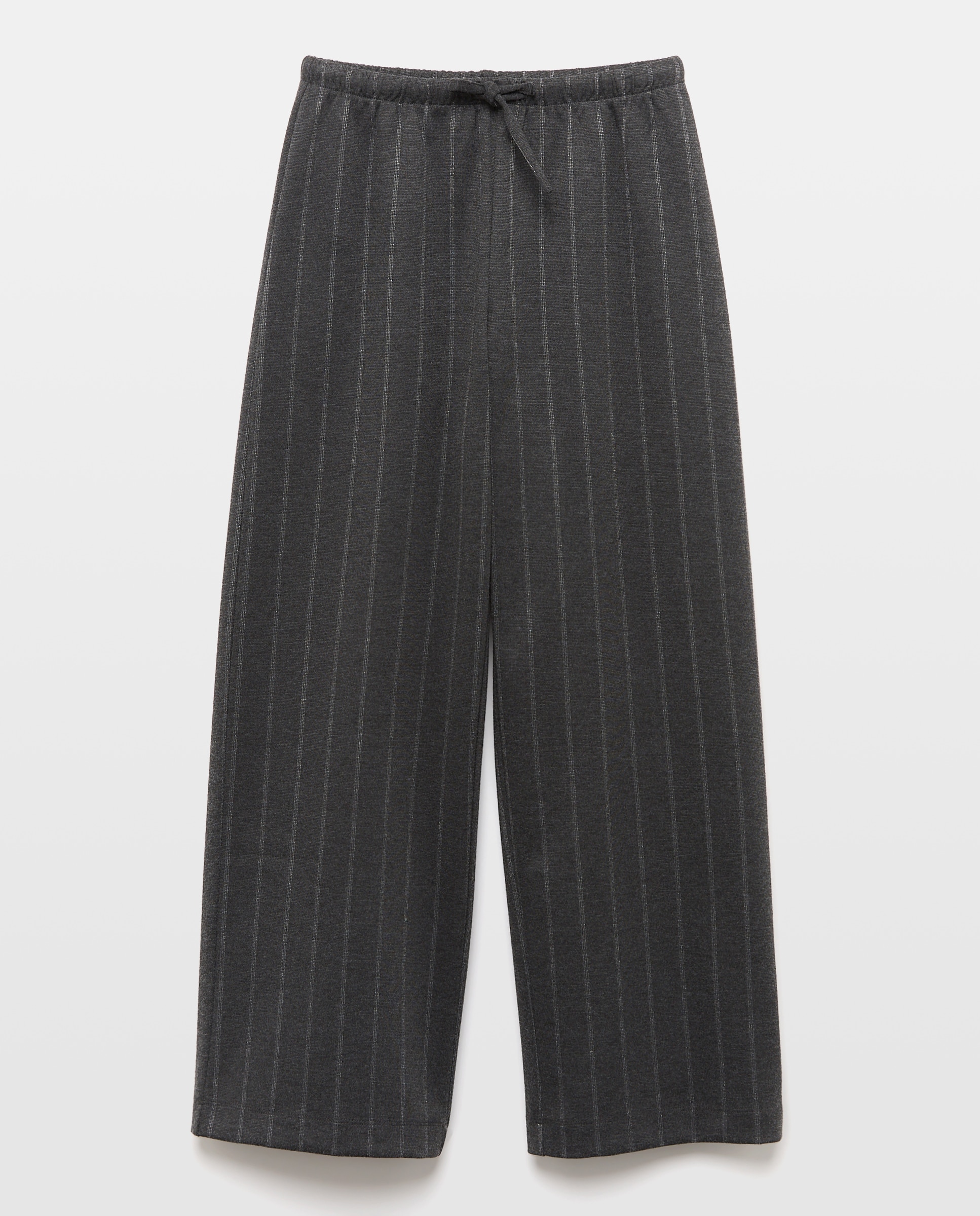 Calças de Corte Largo com Risca Diplomática Preto-4