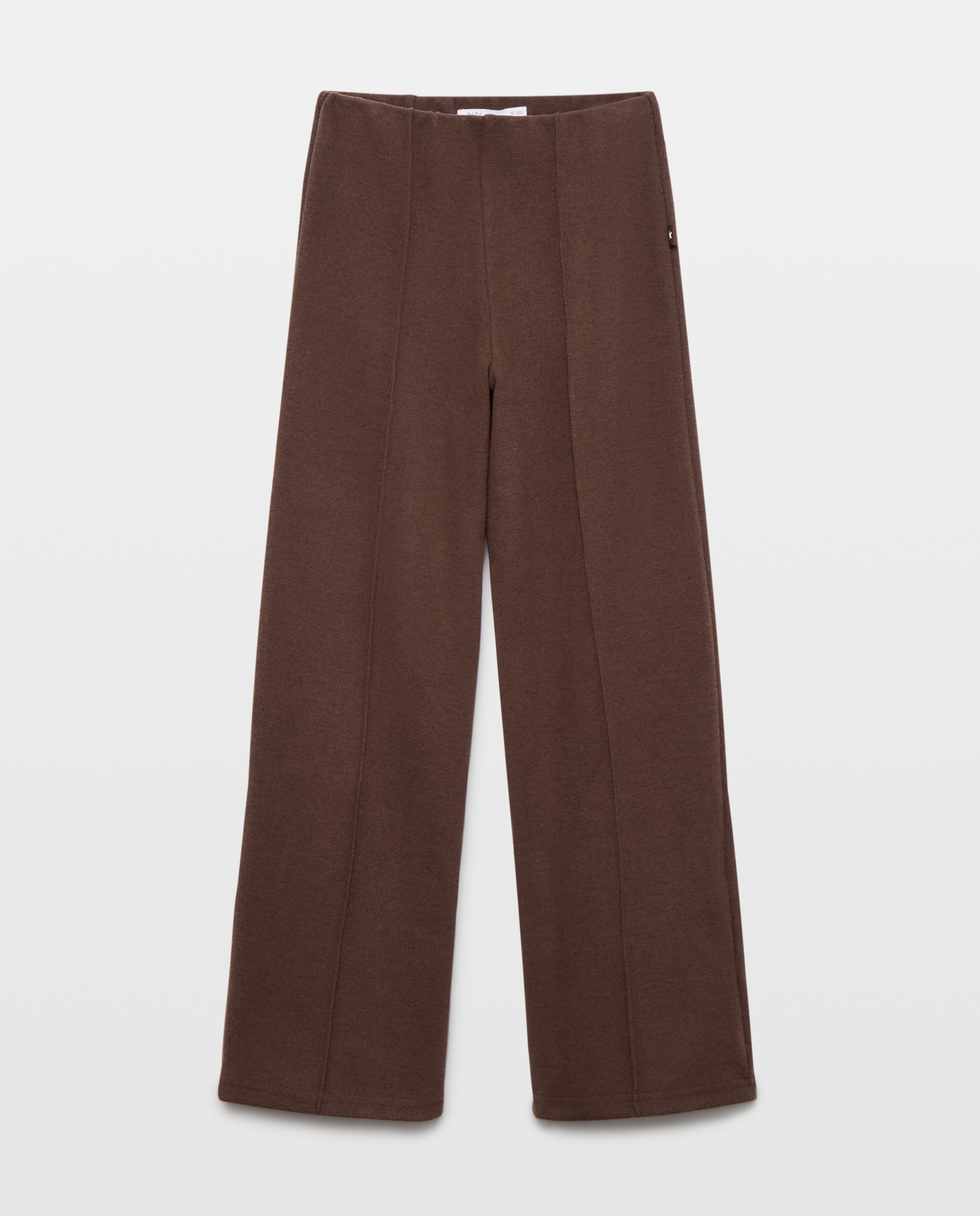 Pantalón punto cortado rib wide leg con nervio central de niña - Kids El Corte Inglés - 120 Crudo Marrón-4