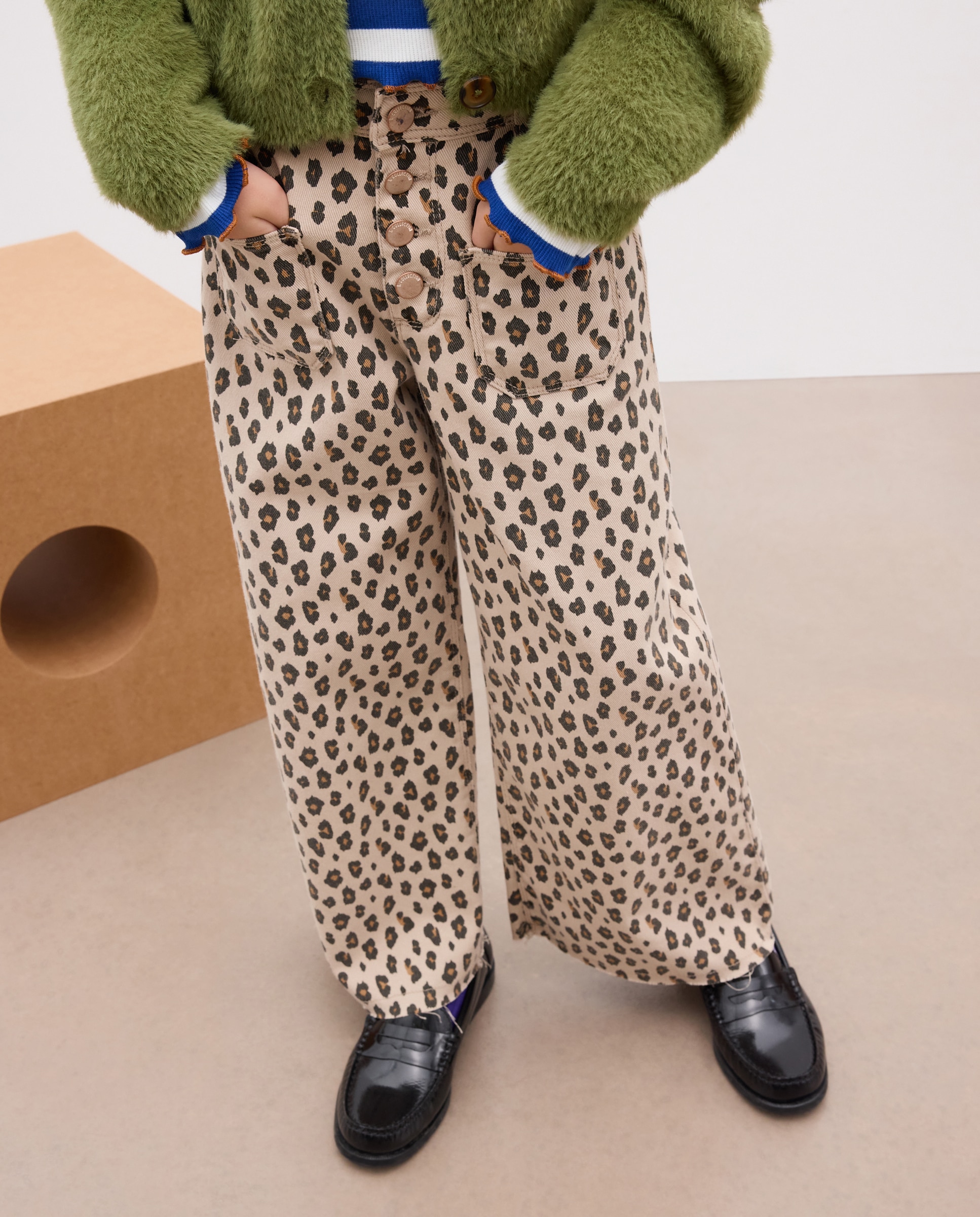 Pantalón culotte sarga color animal print de niña - Kids El Corte Inglés - Camel Camel-2