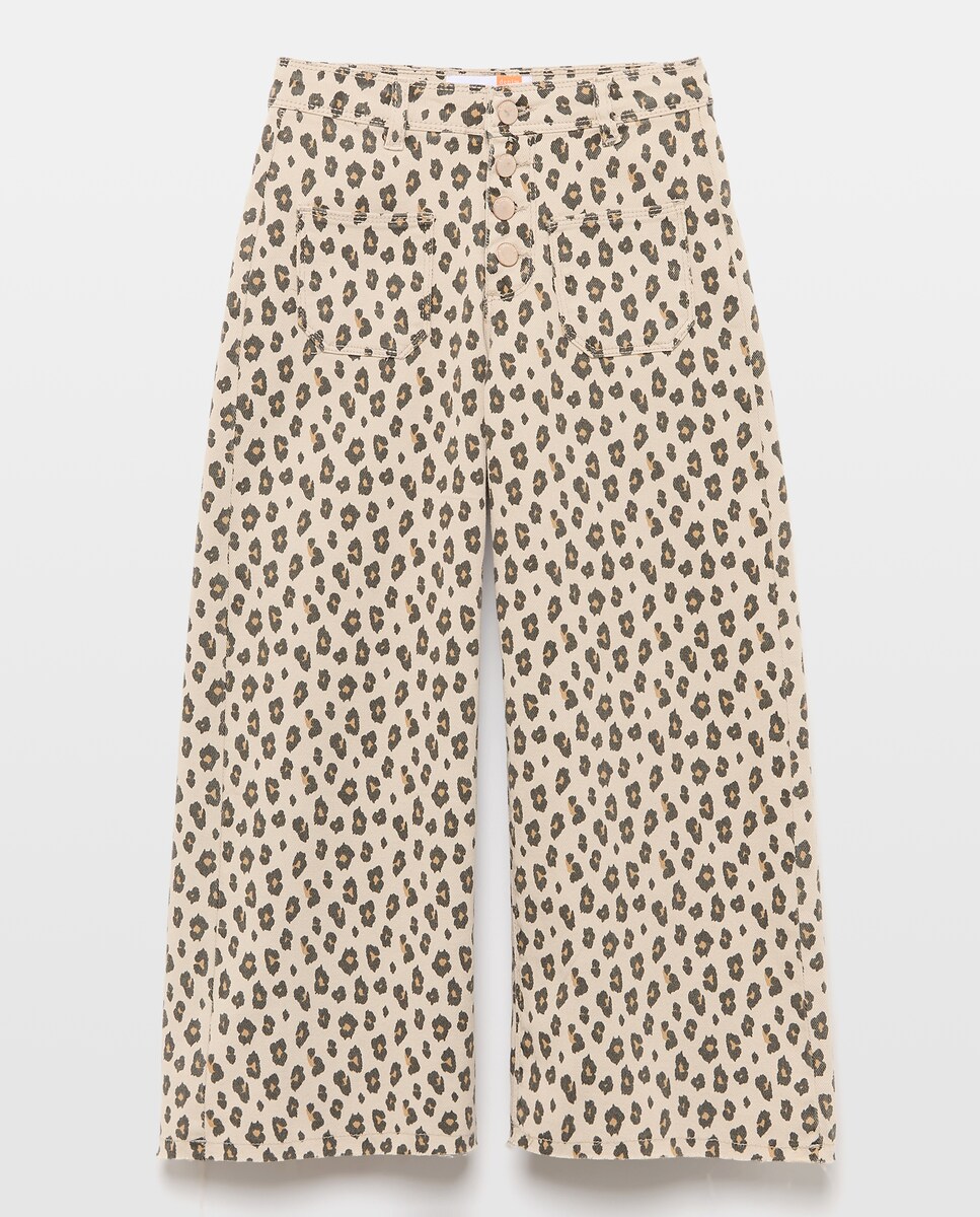 Imagem 0 de Calças Culotte de Sarja Colorida com Animal Print
