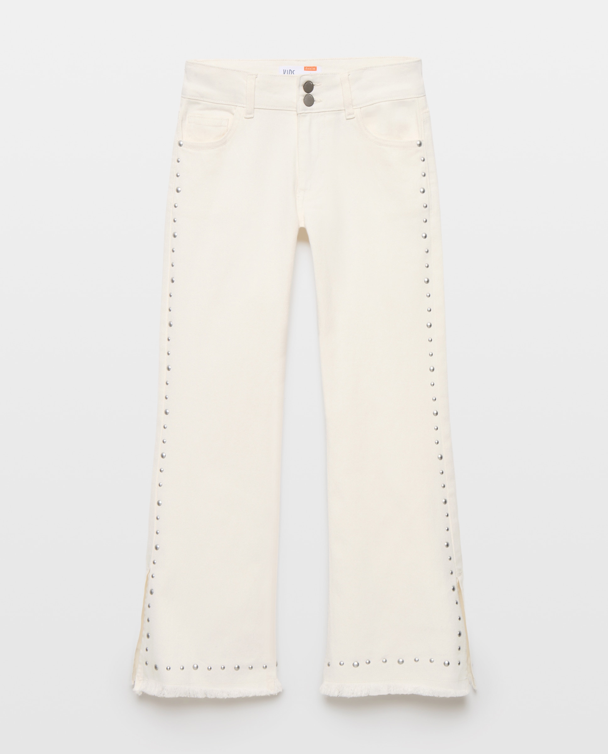 Imagem 0 de Jeans com Abertura no Lado e Tachas Laterais