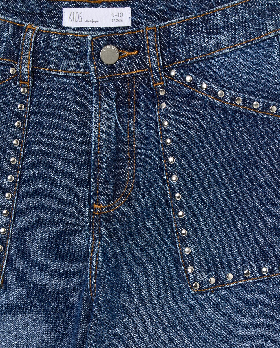 Jeans Wide Leg com Tachas nos Bolsos Cinzento-escuro-5