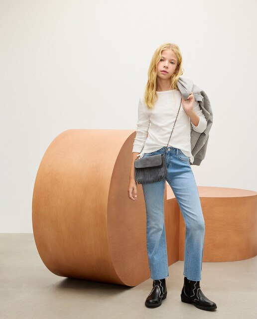 Imagen 0 de Pantalón denim flare all over strass de niña