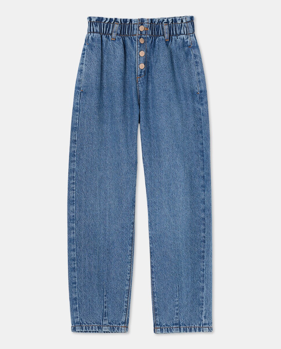 Jeans Lisas Paperbag Cinzento-claro-4